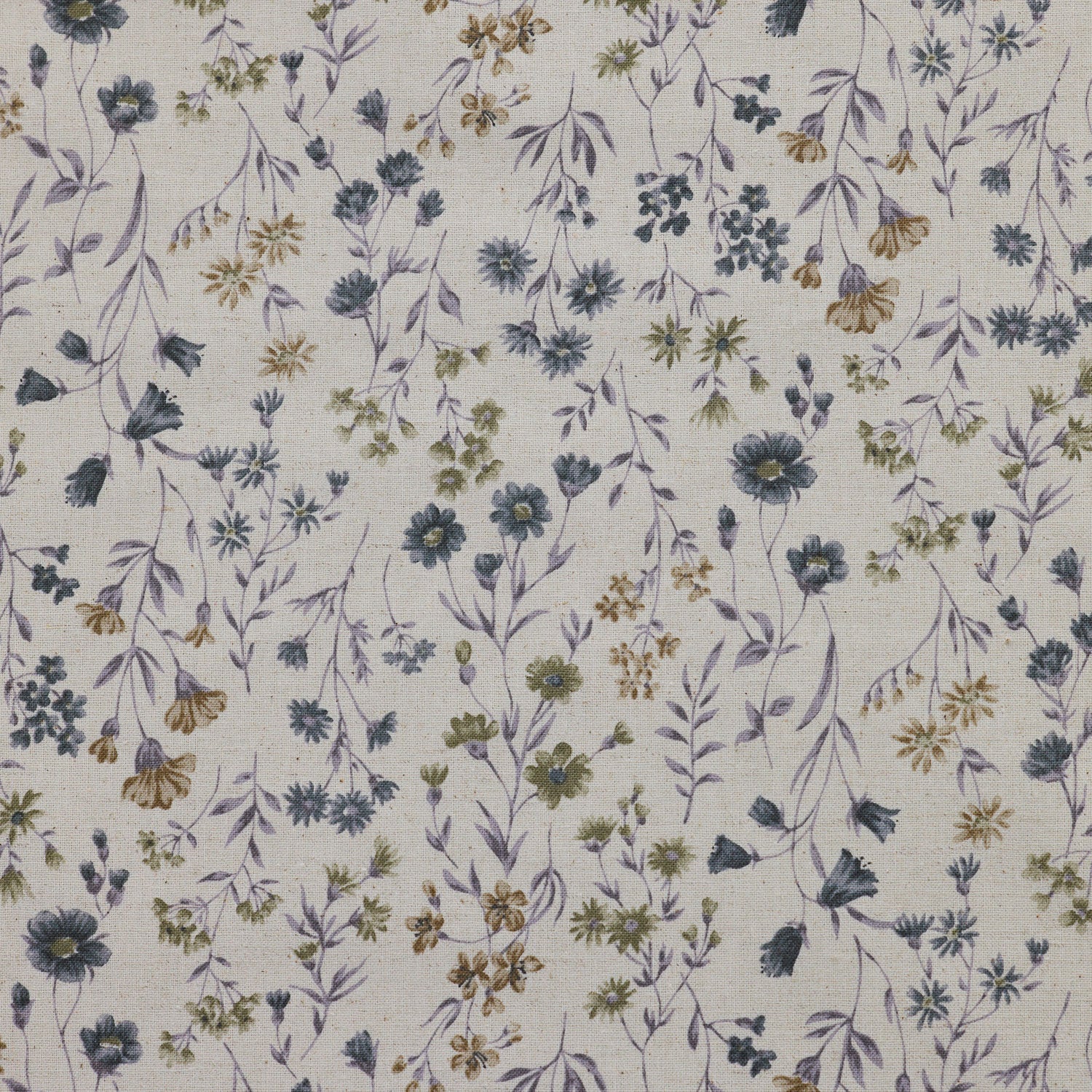 Antique Flowers Cotton Linen Sheeting - Khaki YPA-69040-1