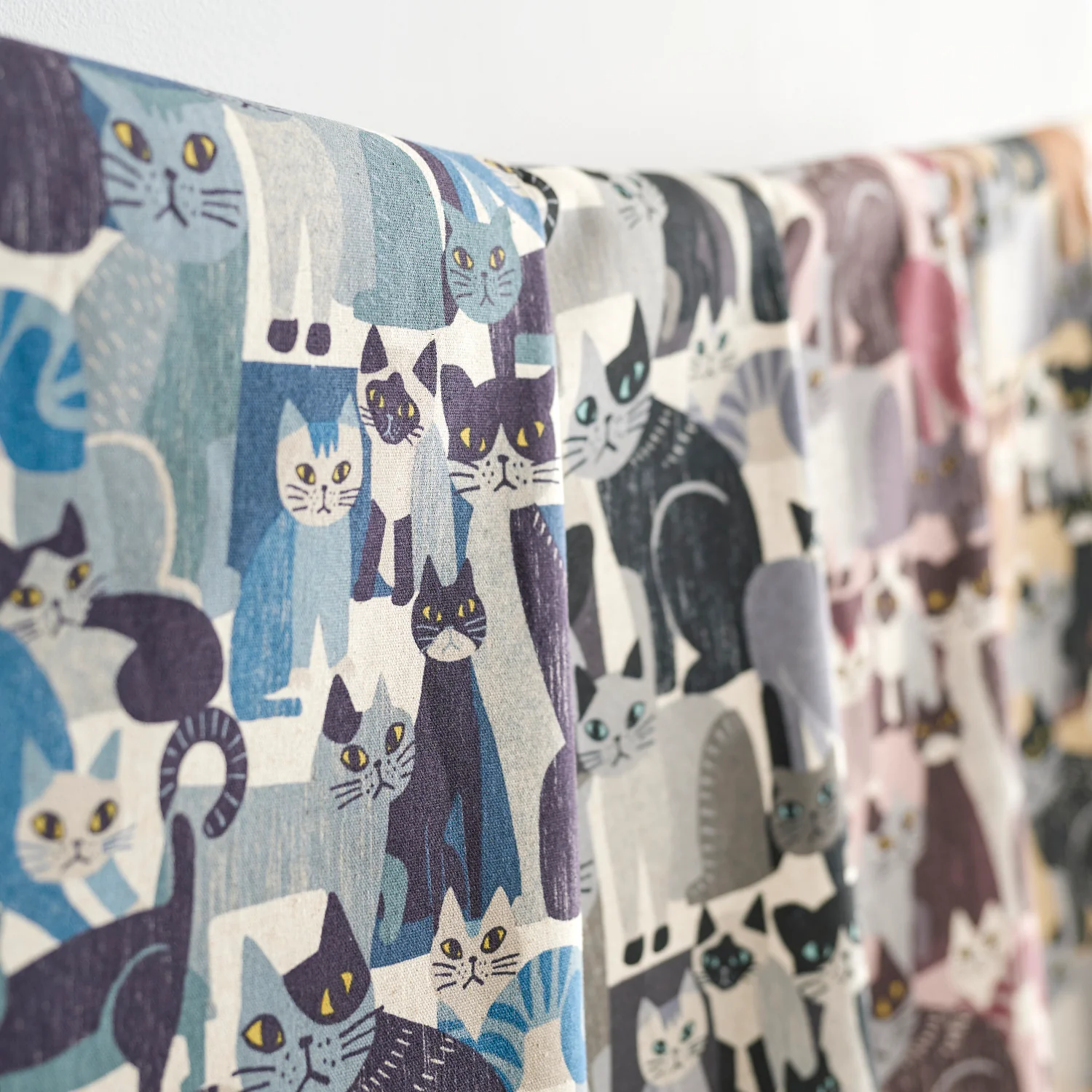 Art Animal Cats Cotton Linen Canvas - Blue YGA-91060-1 - Image 5