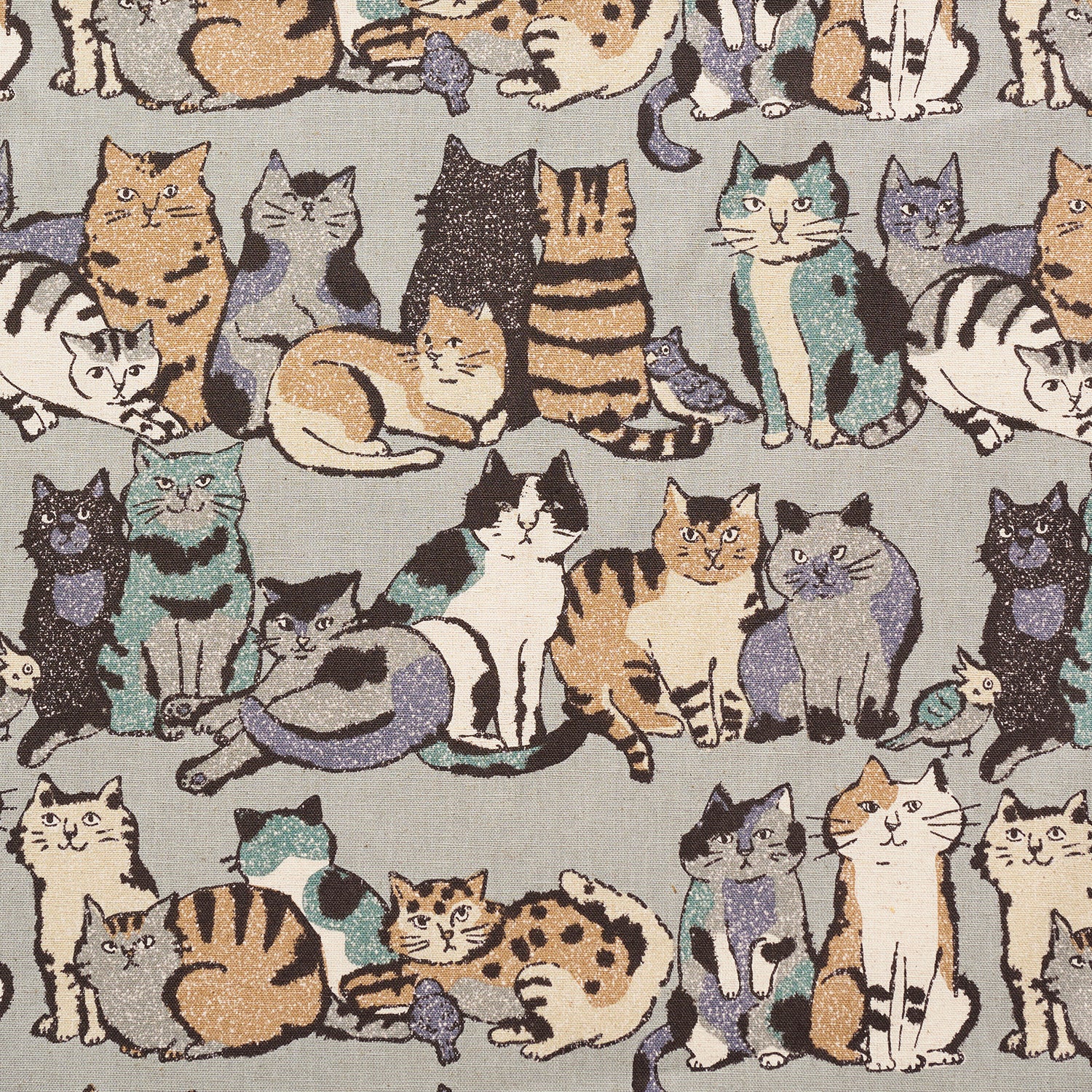 Art Cat Cotton Linen Lightweight Canvas - Grey YGA-86020-1 - Image 2