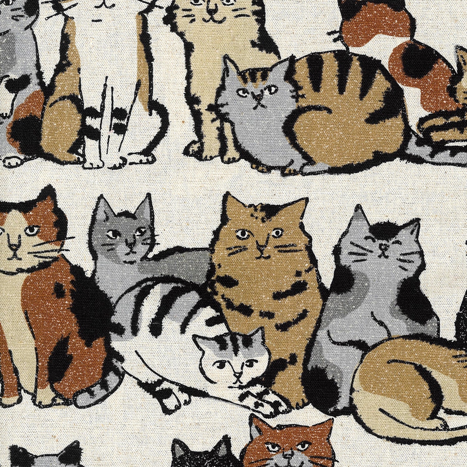 Art Cat Cotton Linen Lightweight Canvas - White YGA-86020-1