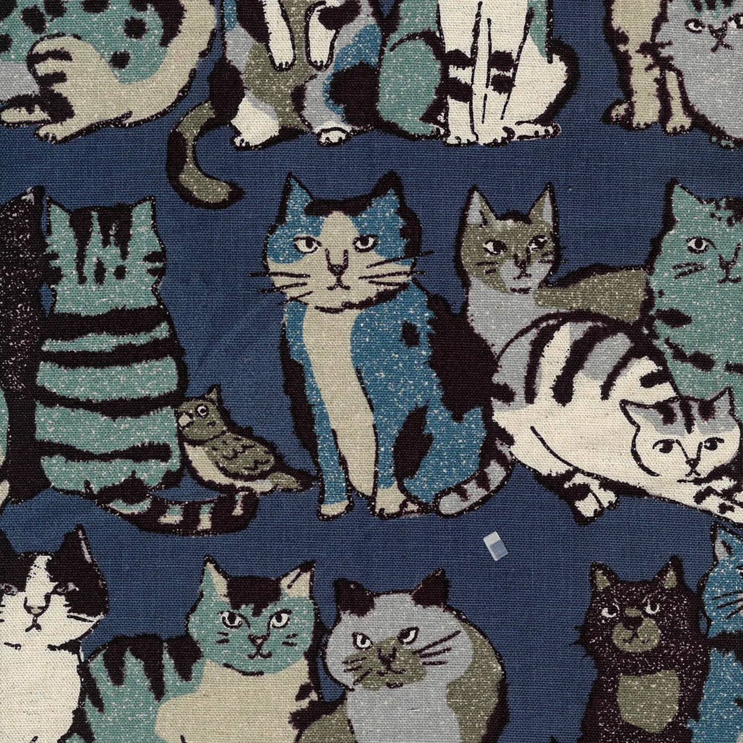 Art Cat Cotton Linen Lightweight Canvas - Blue YGA-86020-1