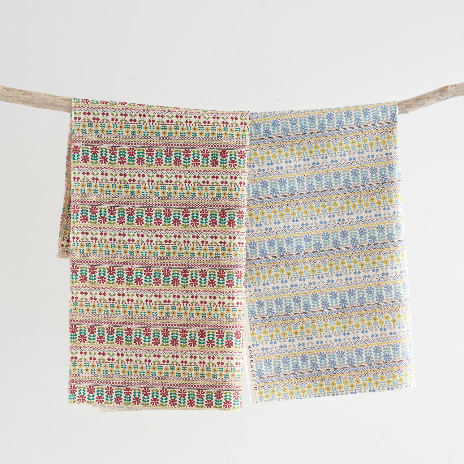 Cherry Border Cotton Linen Canvas - White x Red YKA-36120-1 - Image 2