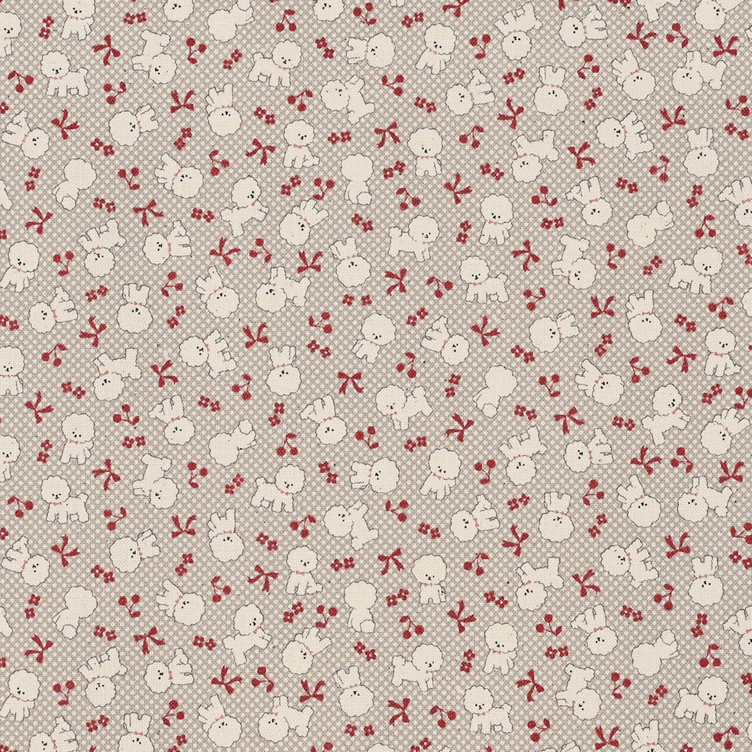 Chibi-pri Bichon Frise Cotton Sheeting - Light Beige YKA-31040-1