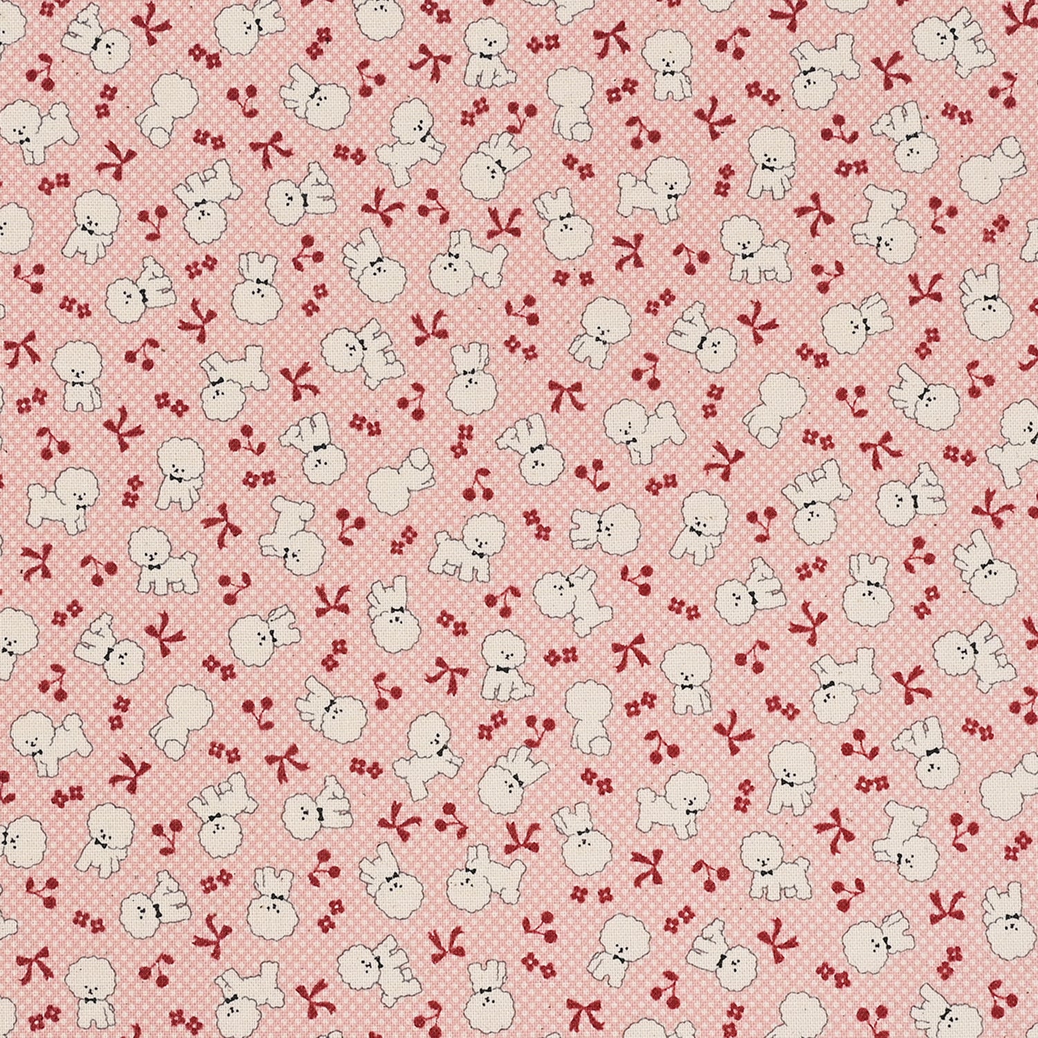 Chibi-pri Bichon Frise Cotton Sheeting - Pink YKA-31040-1