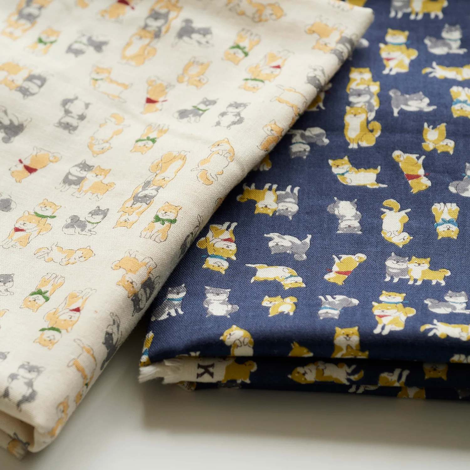 Chibi-pri Shiba Inu Cotton Double Gauze - Sax Blue YKA-29090-1 - Image 3
