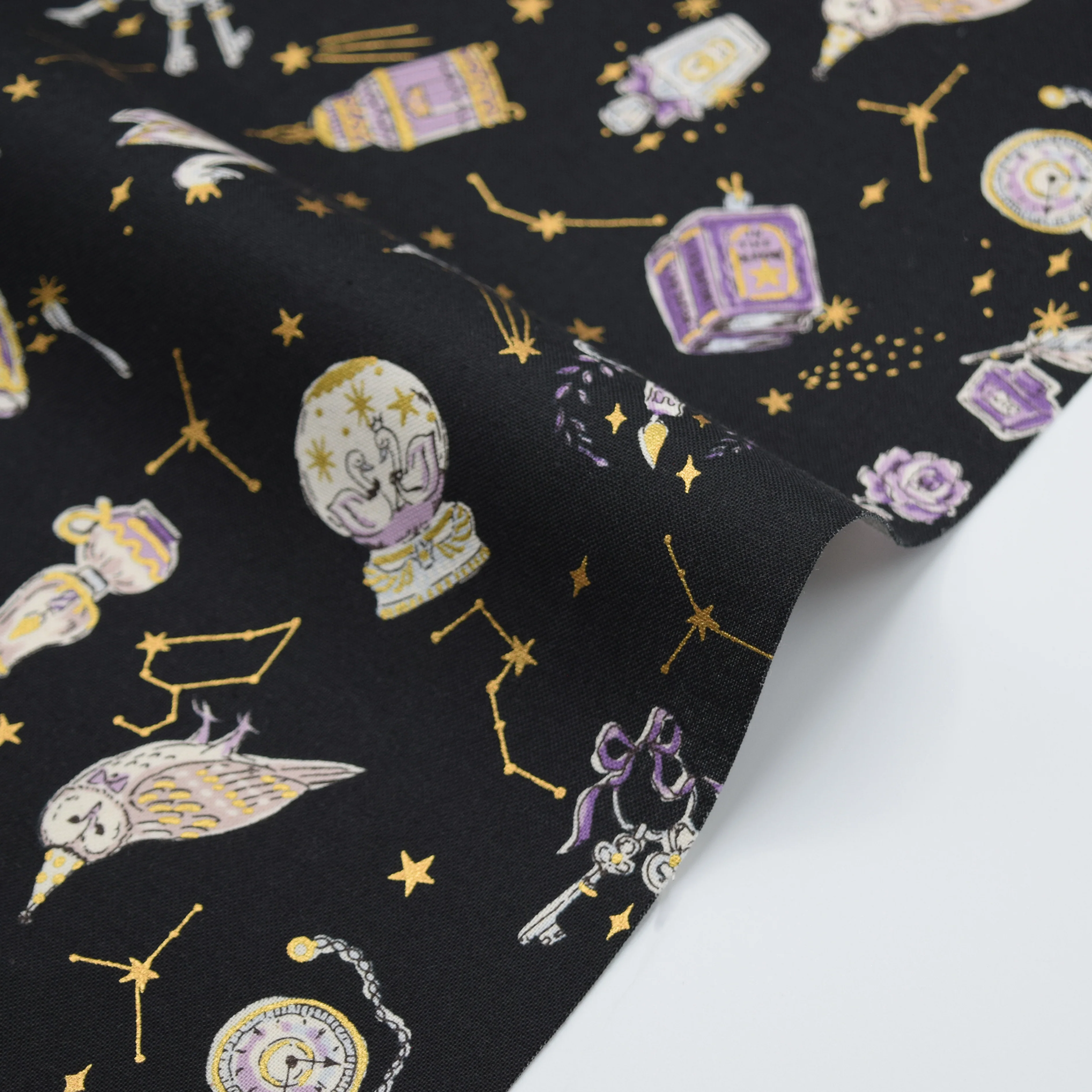 Constellation Cats Cotton Sheeting - Black - Image 5