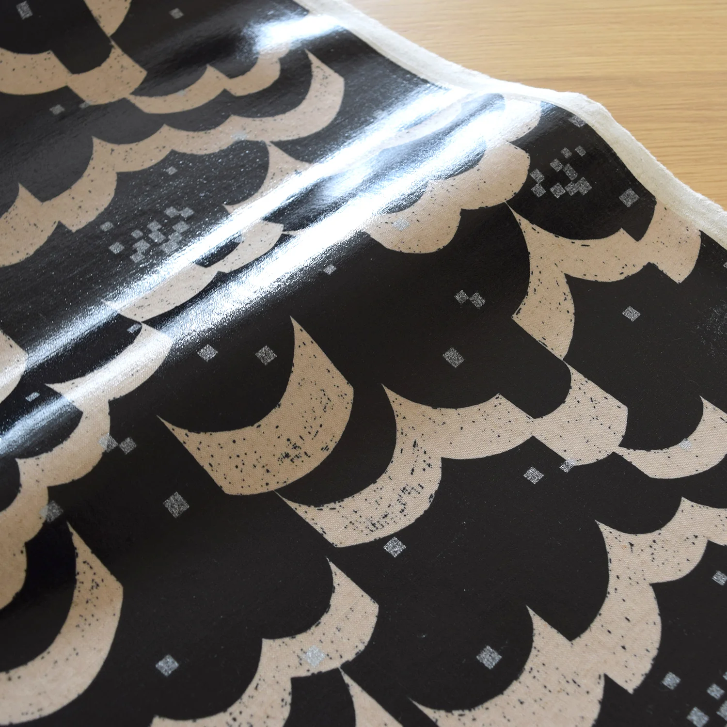 echino Rhombus Cotton Linen Laminated Canvas - Black EKXL-98120-21