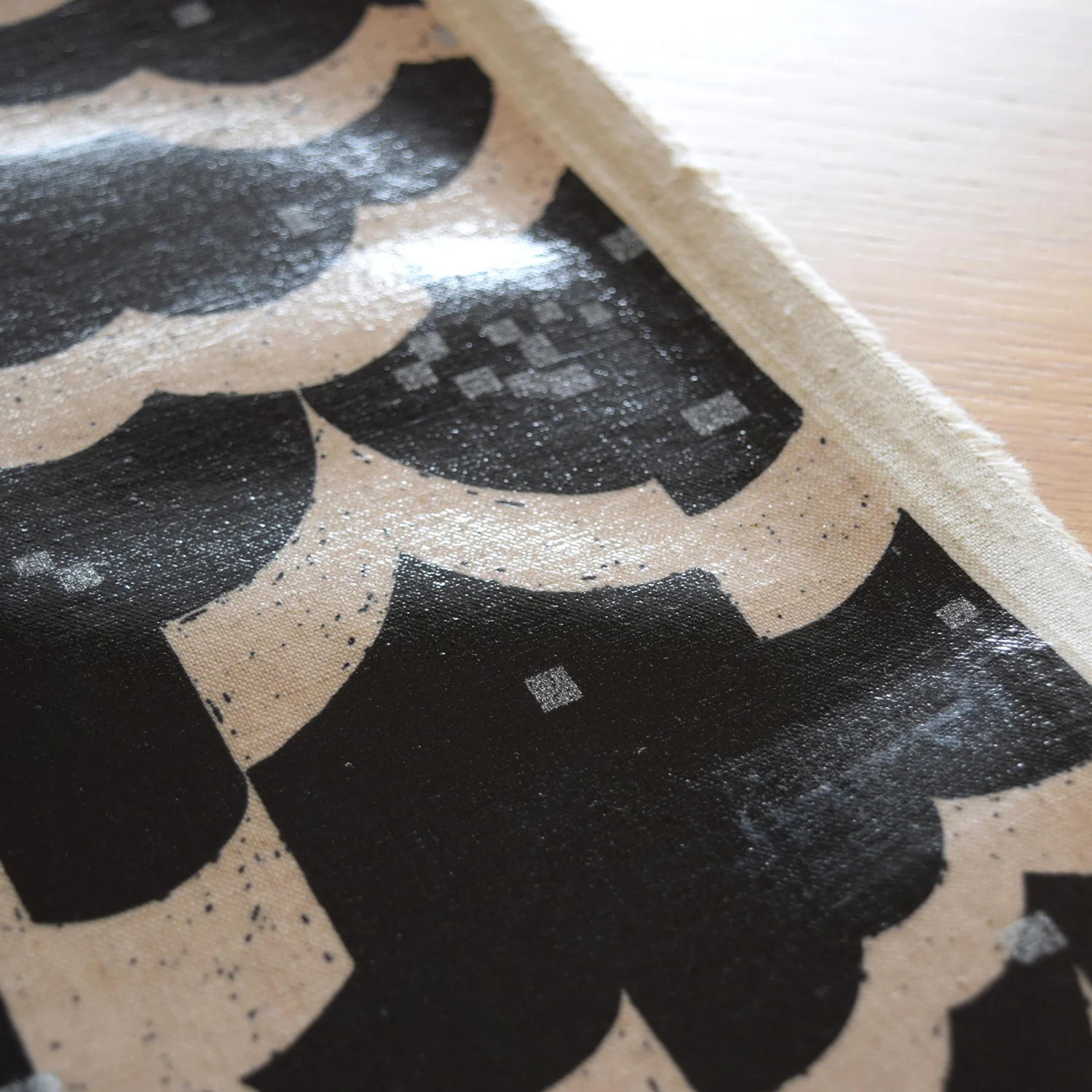 echino Rhombus Cotton Linen Laminated Canvas - Black EKXL-98120-21 - Image 5