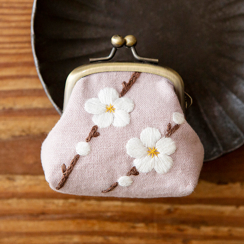 Floral Embroidery Frame Purse Kit - Cherry Blossom