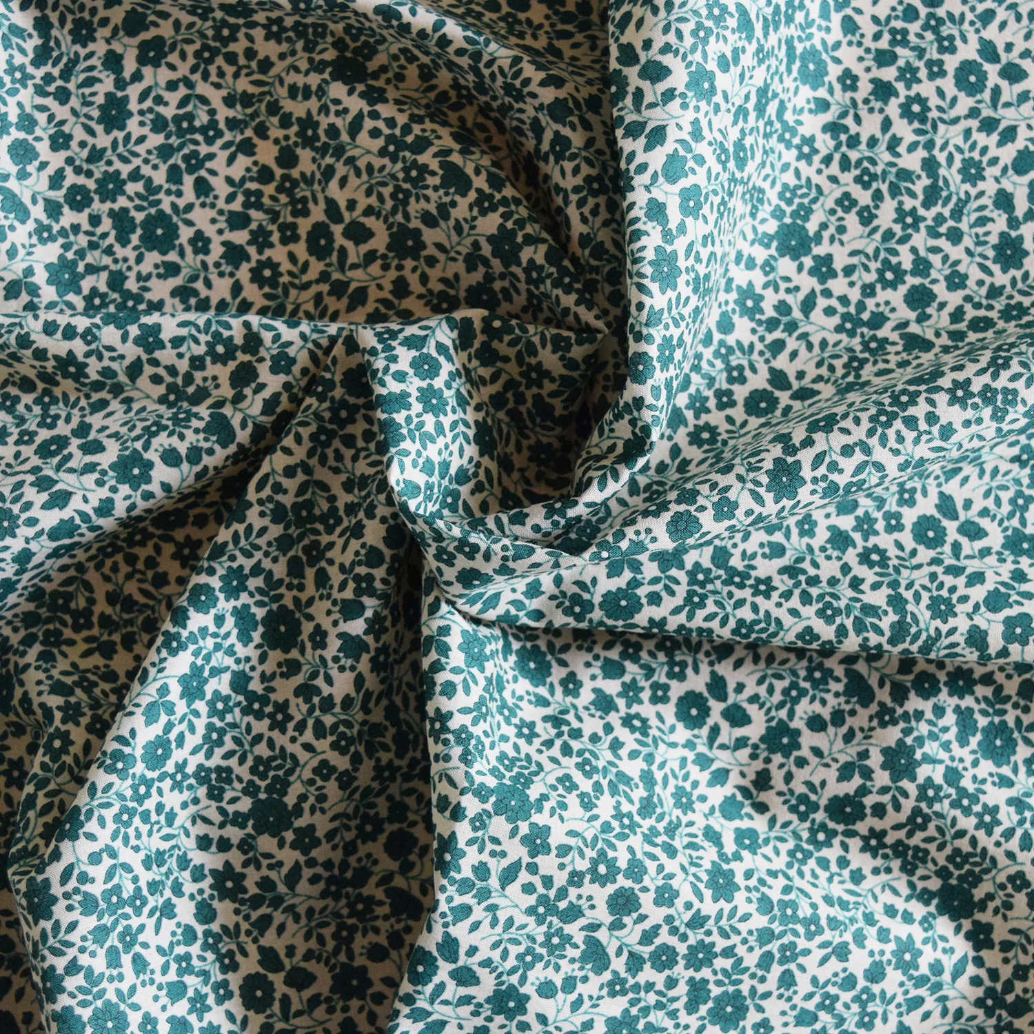 Flownny Petit Flowers Cotton Lawn - Green NFA-1040-43 - Image 2