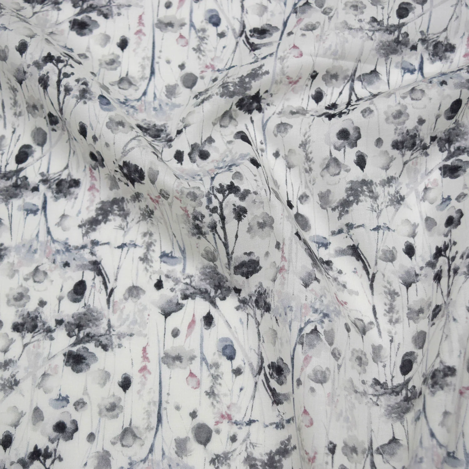 Flownny Watercolor Style Floral Cotton Lawn - Grey NFA-1030-33