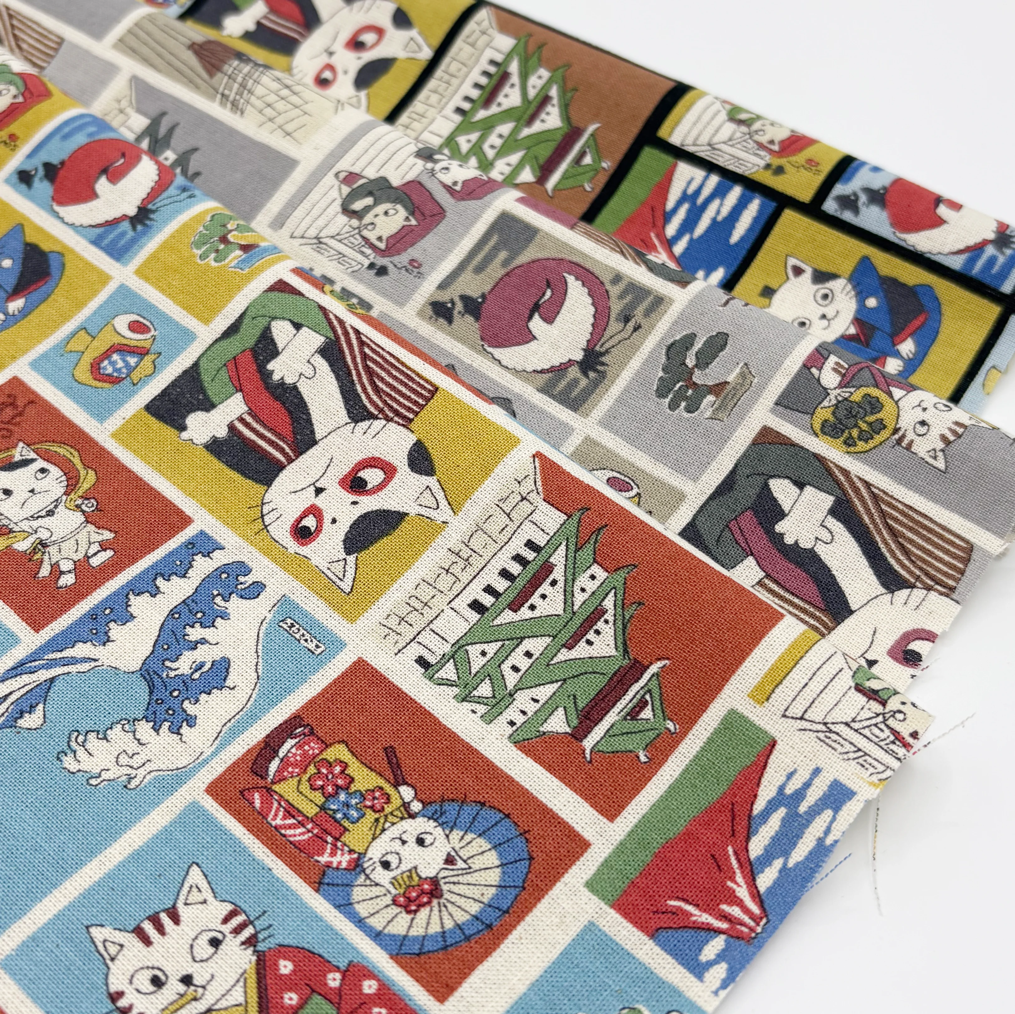 Funny Cats in Japan Cotton Sheeting - Red - Image 6