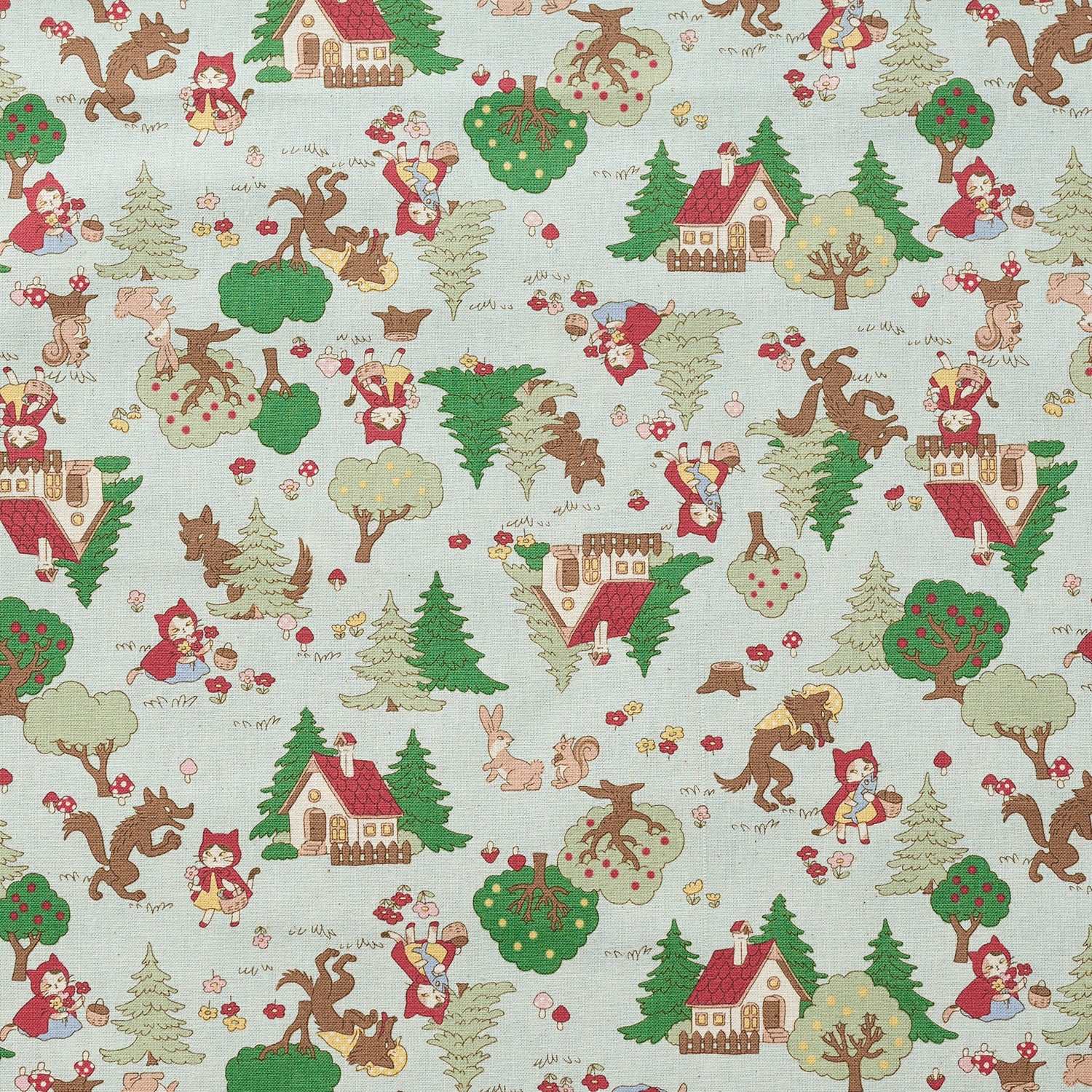 Funny Cats "Little Red Kitty Hood" Cotton Sheeting - Sax Blue YKA-36020-1