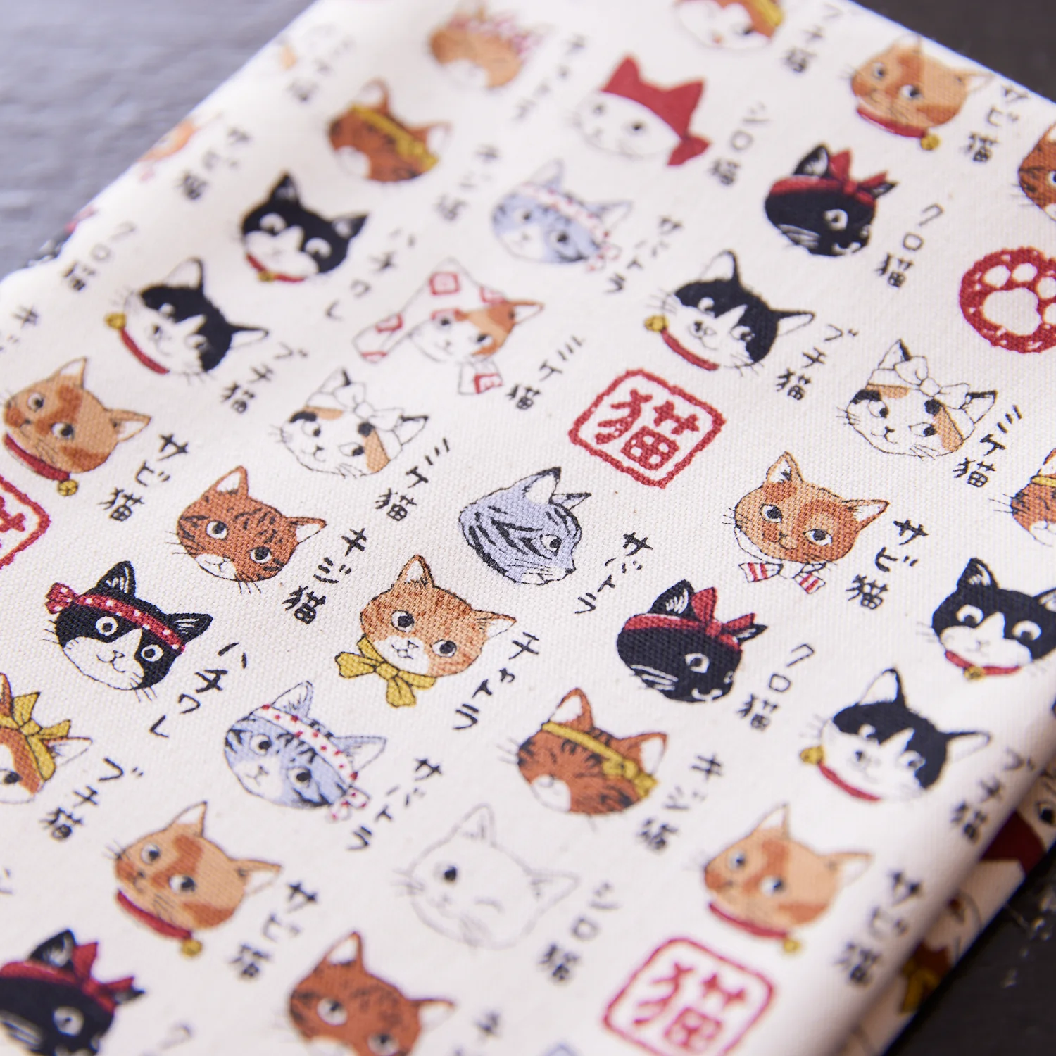 Japanese Cats Cotton Oxford - Navy YPA-56030-2 - Image 3
