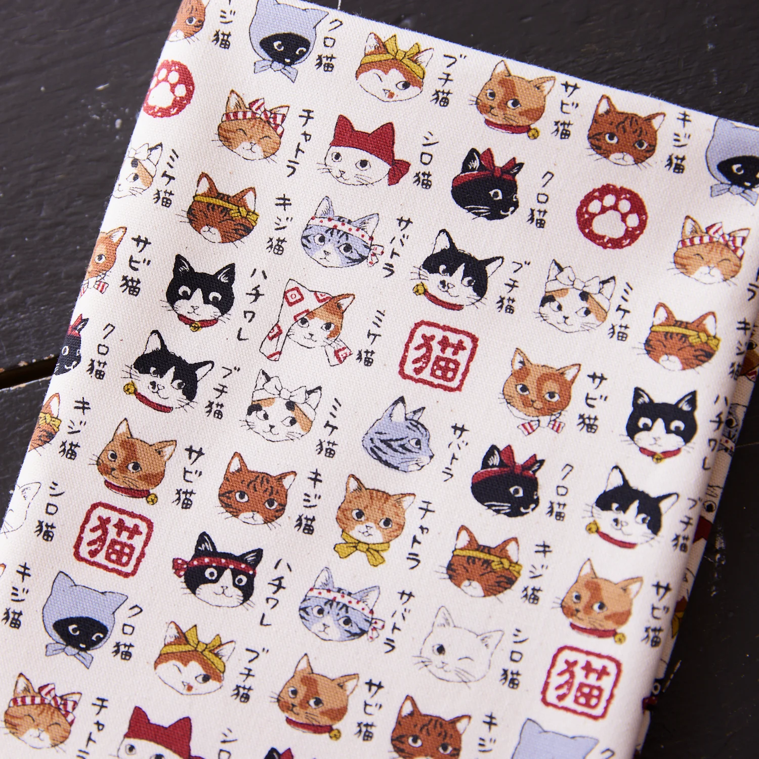 Japanese Cats Cotton Oxford - Navy YPA-56030-2 - Image 4