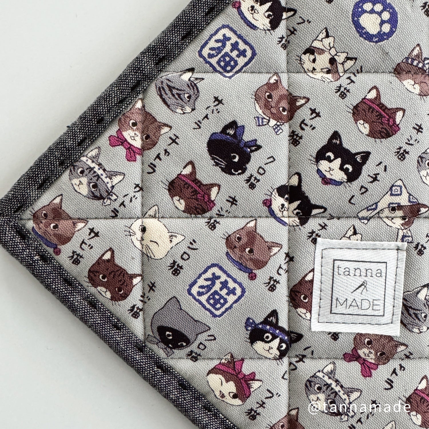 Japanese Cats Cotton Oxford - Navy YPA-56030-2 - Image 8