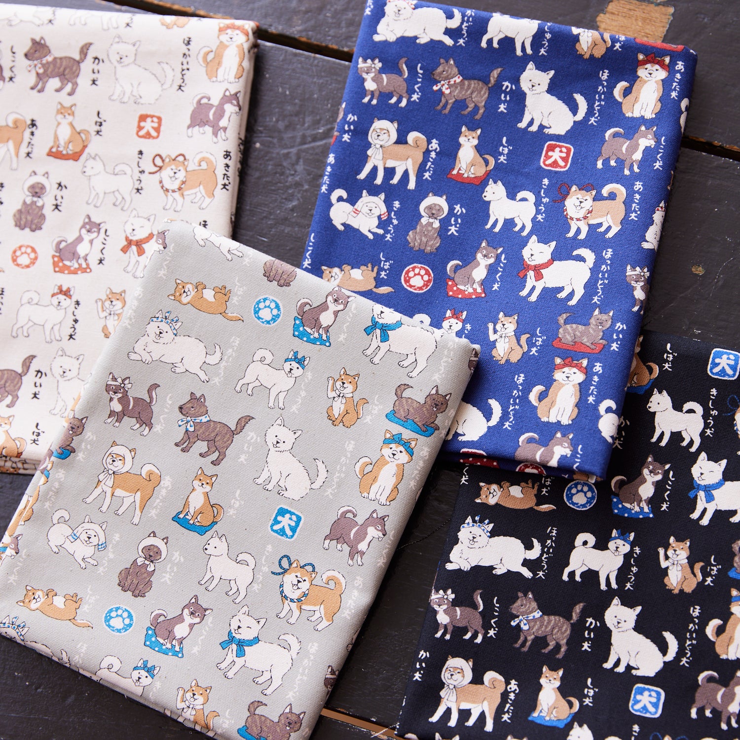 Japanese Dogs Shiba Inu Cotton Oxford - Light Beige YPA-56030-1 - Image 3