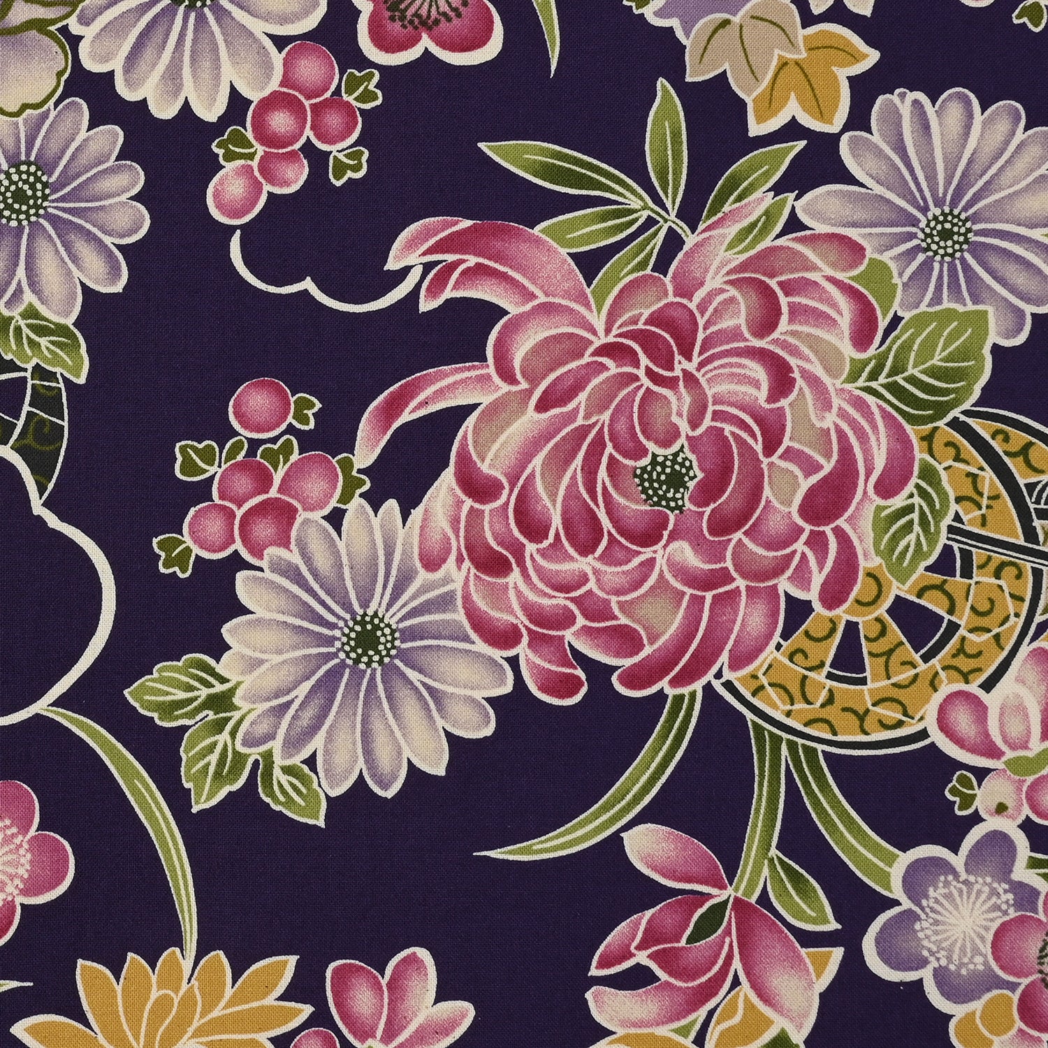 Japanese Floral Prints Cotton Sheeting - Purple YKA-19100-1 - Image 2