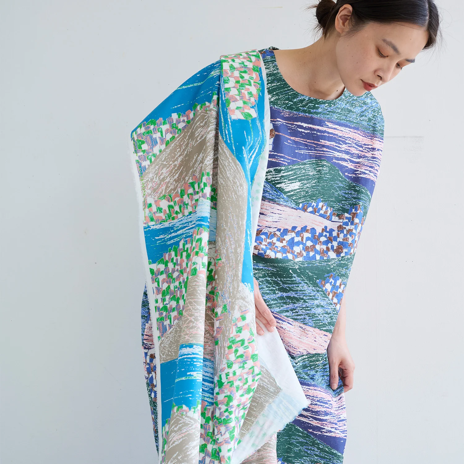 KESHIKI Lake and City Cotton Viyella - Green x Purple EKX-4810-2 - Image 6