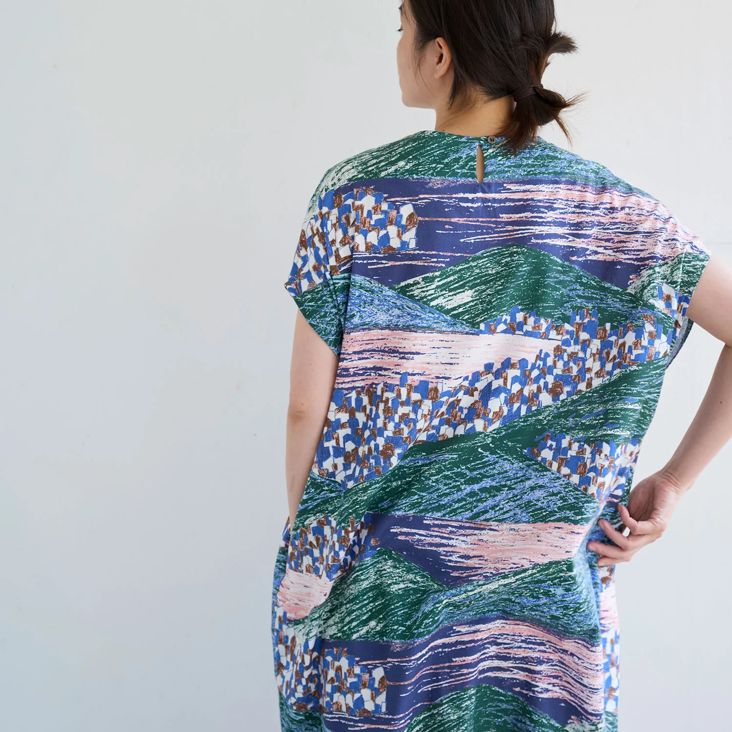 KESHIKI Lake and City Cotton Viyella - Green x Purple EKX-4810-2 - Image 3