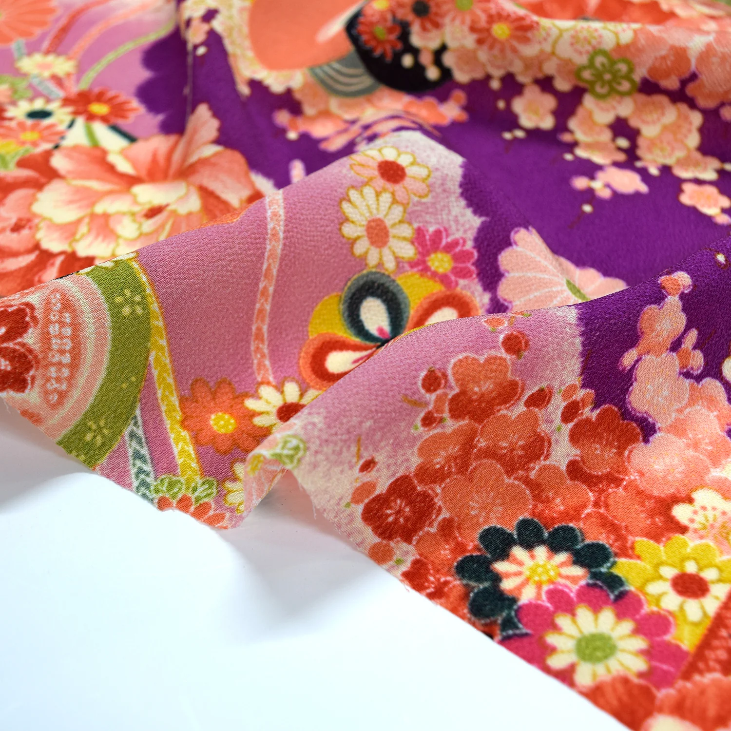 Kimoto Pattern Chirimen Fabric - Purple [28" Width] LS-008-1 - Image 2