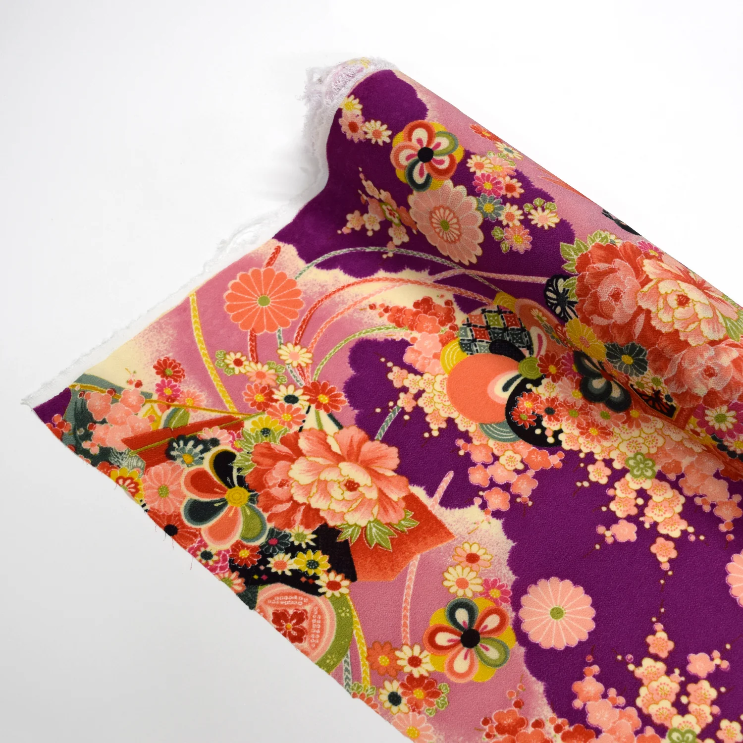 Kimoto Pattern Chirimen Fabric - Purple [28" Width] LS-008-1 - Image 3