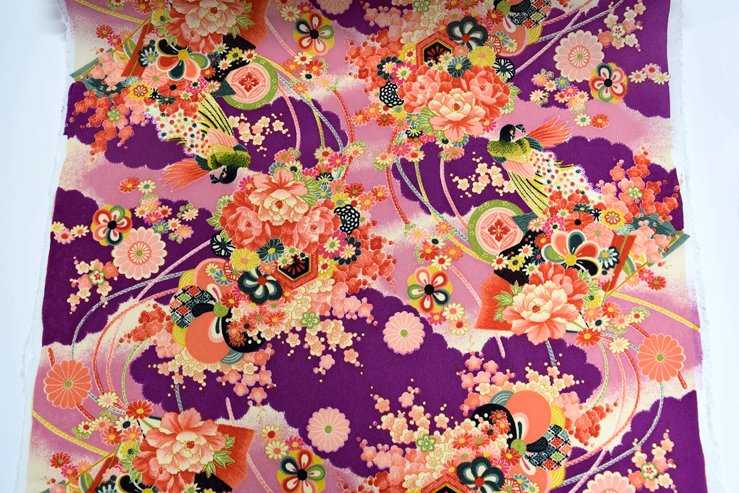 Kimoto Pattern Chirimen Fabric - Purple [28" Width] LS-008-1 - Image 6