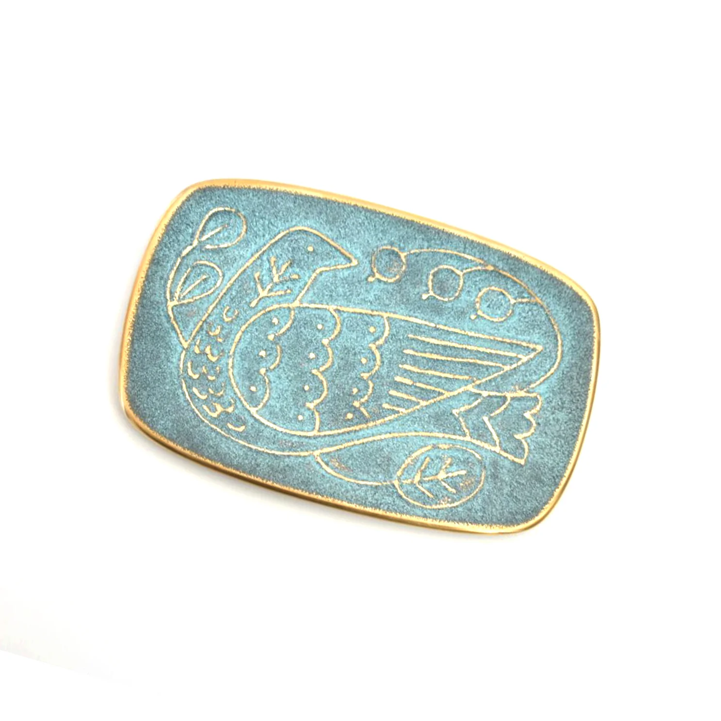 [Kokka Lifestyle] CASTIN' Bird Motif Brass Tray - Blue - Image 6