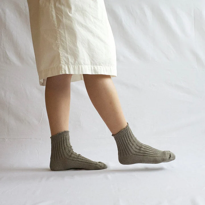 [Kokka Lifestyle] Linen Ribbed Short Socks