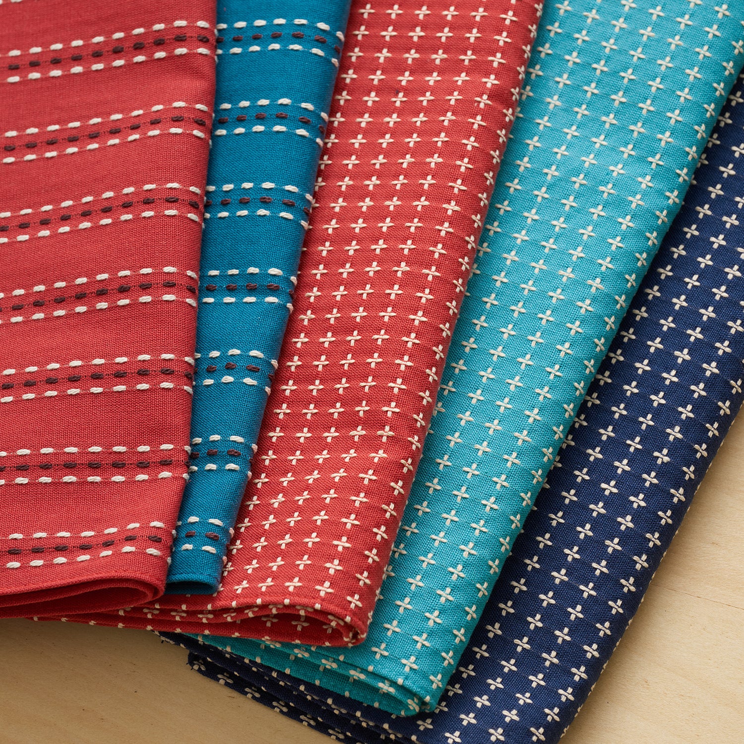 [Kokka Lifestyle] Sashiko Cotton Furoshiki - Cross / Blue - Image 2