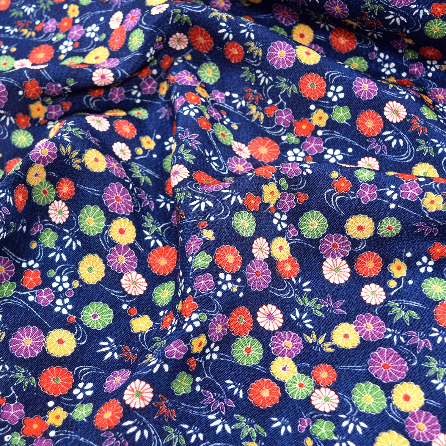 Kyo-Yuzen Rayon Chirimen Fabric - Japanese Garden [28" Width] LS-011-1 - Image 2