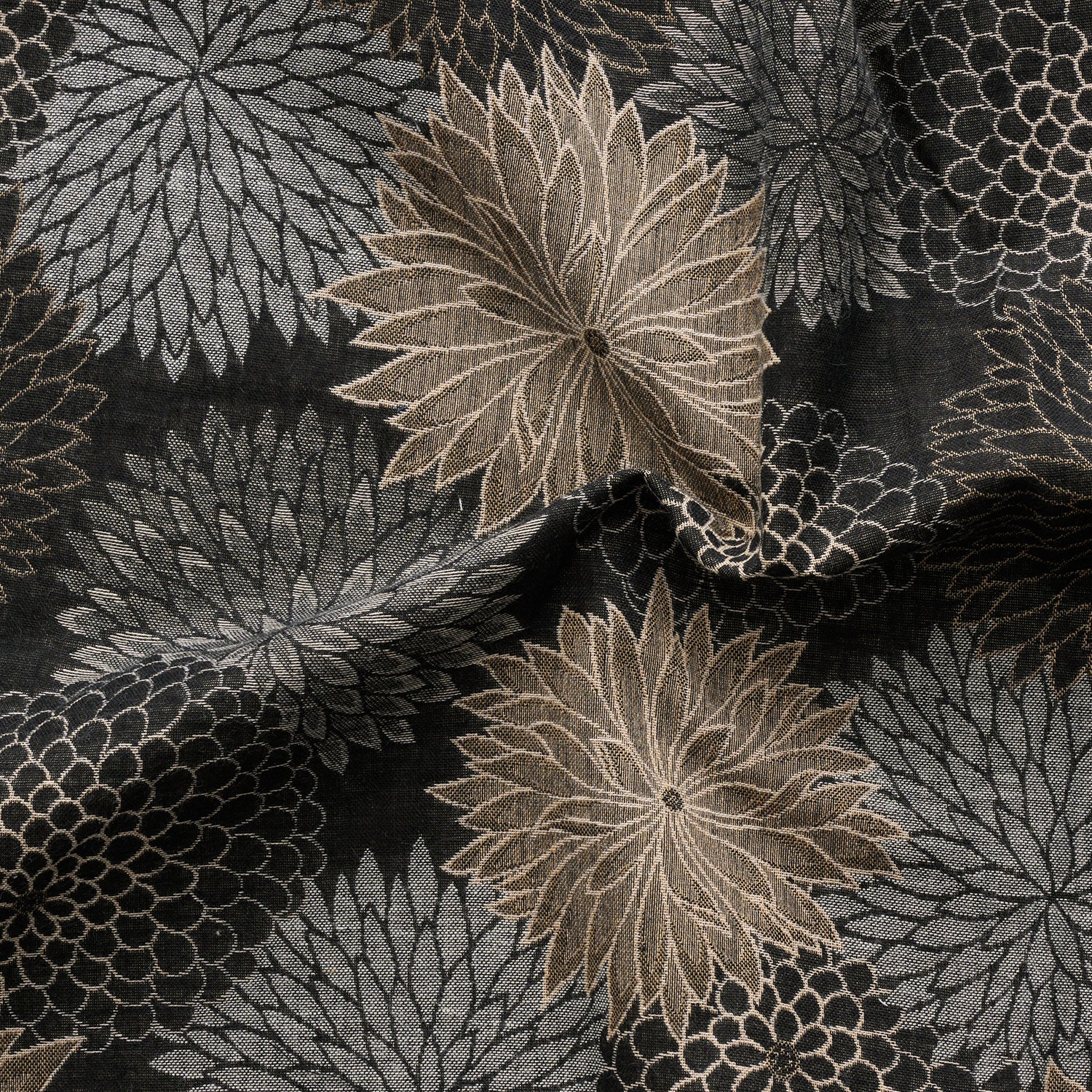 Layered Chrysanthemum Cotton Knit Jacquard - Black - Image 2
