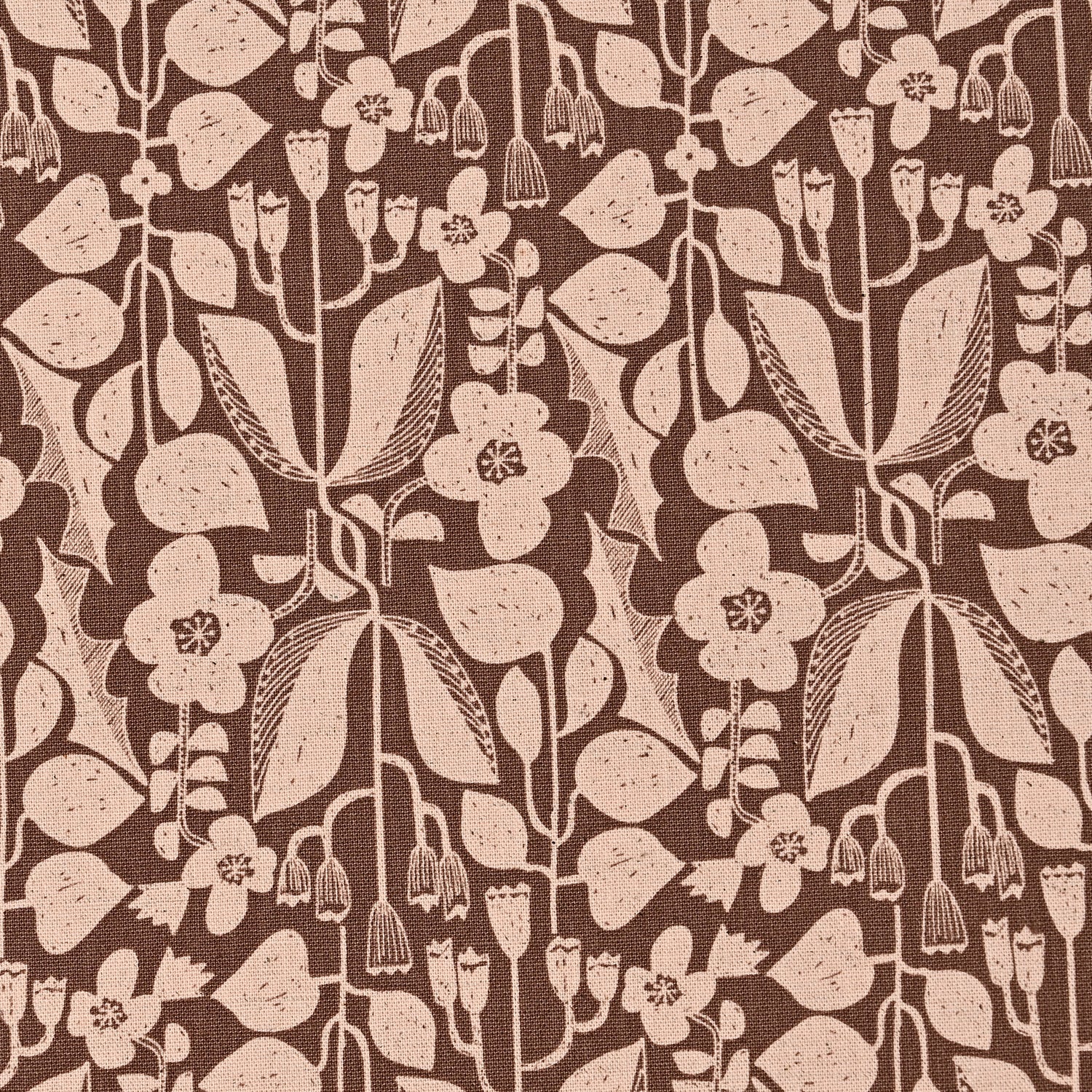 Linnea Botanical Cotton Linen Canvas - Brown x Pink YKA-29060-1