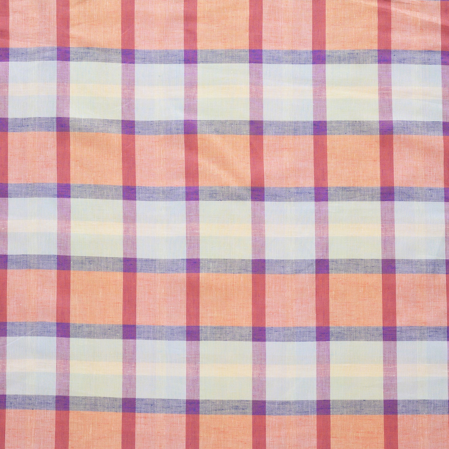 Madras Plaid Yarn Dyed Cotton Linen Lawn - Red