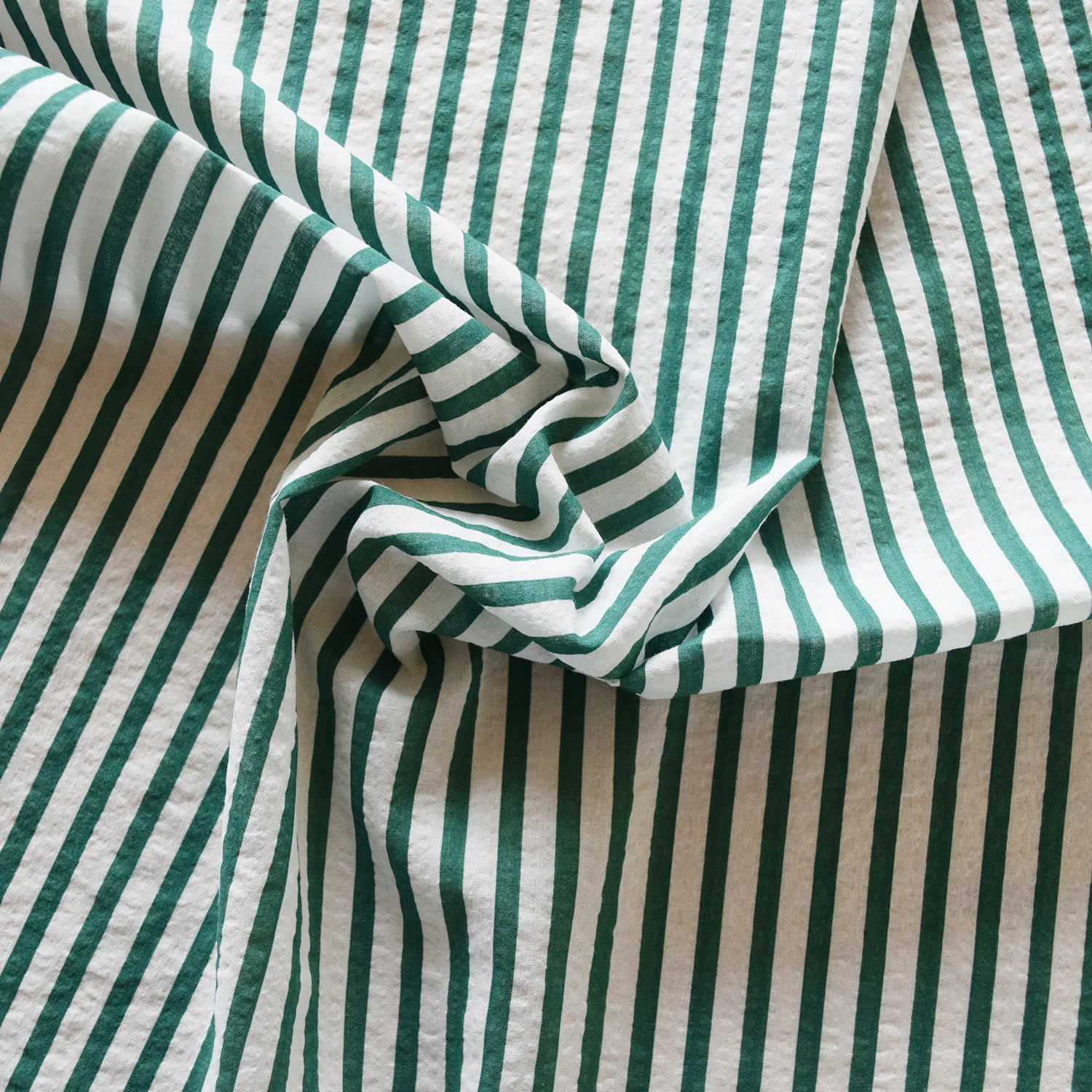 Marine Stripe Textured Cotton Lawn - Green NCA-91180-181 - Image 2
