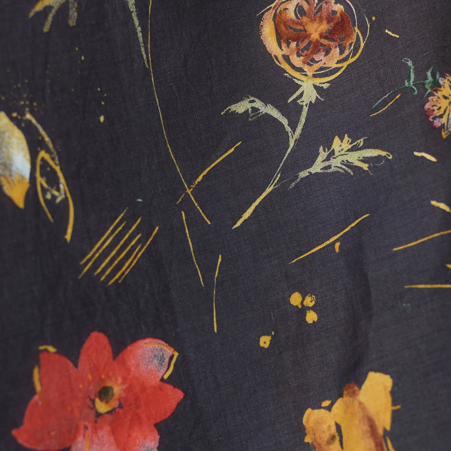 nani IRO Hana no toki niwa Linen - Black EGX-11441-1