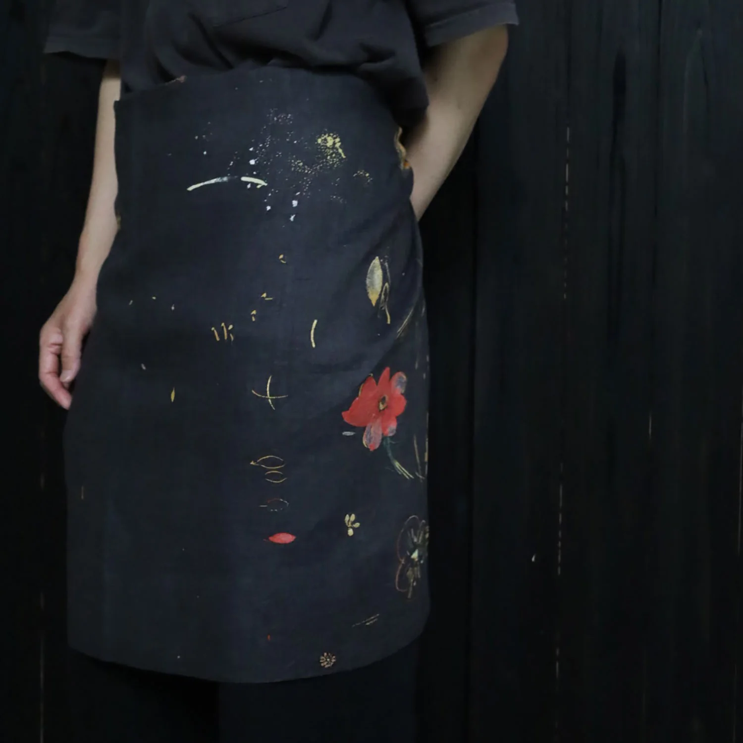 nani IRO Hana no toki niwa Linen - Black EGX-11441-1 - Image 6
