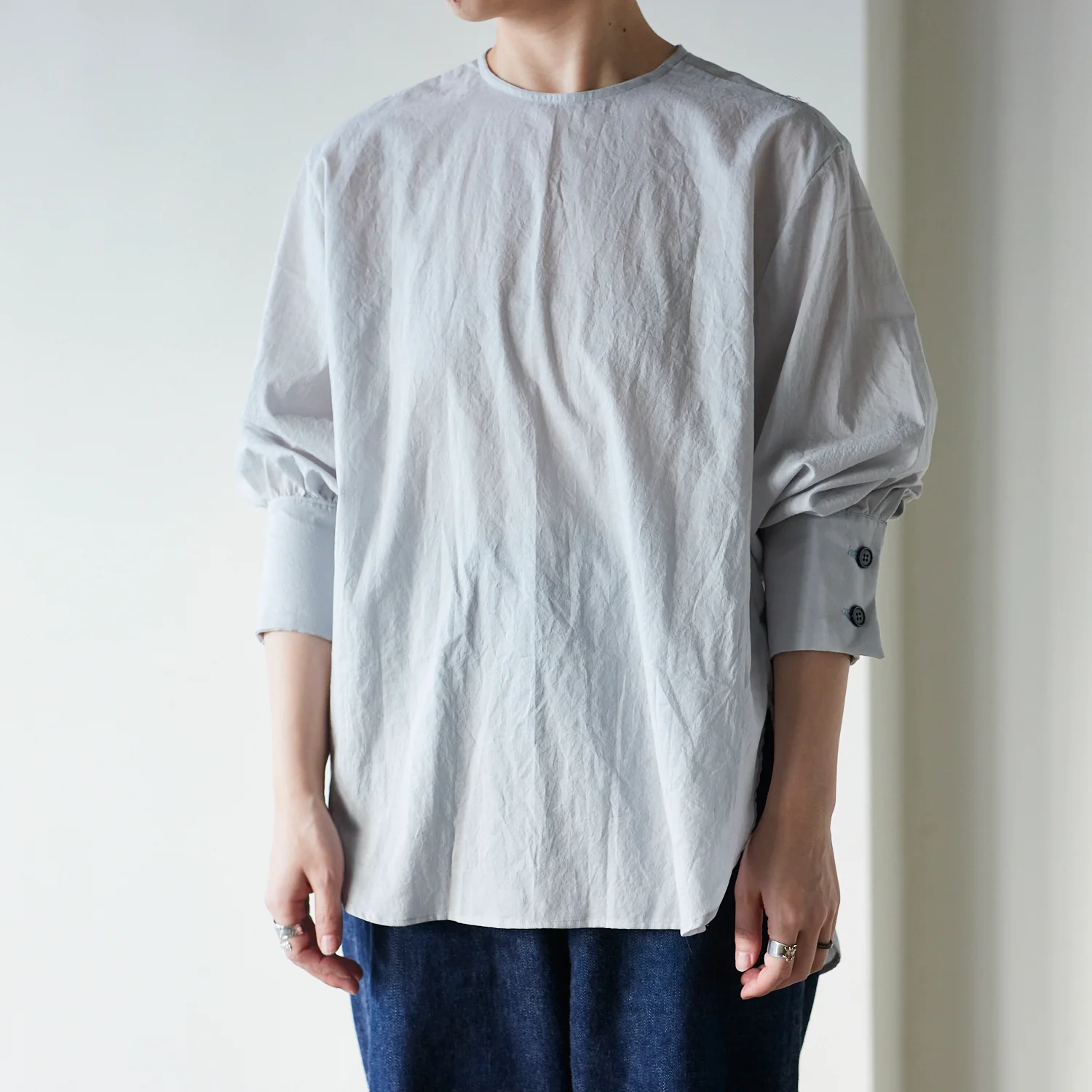 Nuno to Mono Cotton Washed Lawn - Light Grey YKA-590-1 - Image 3
