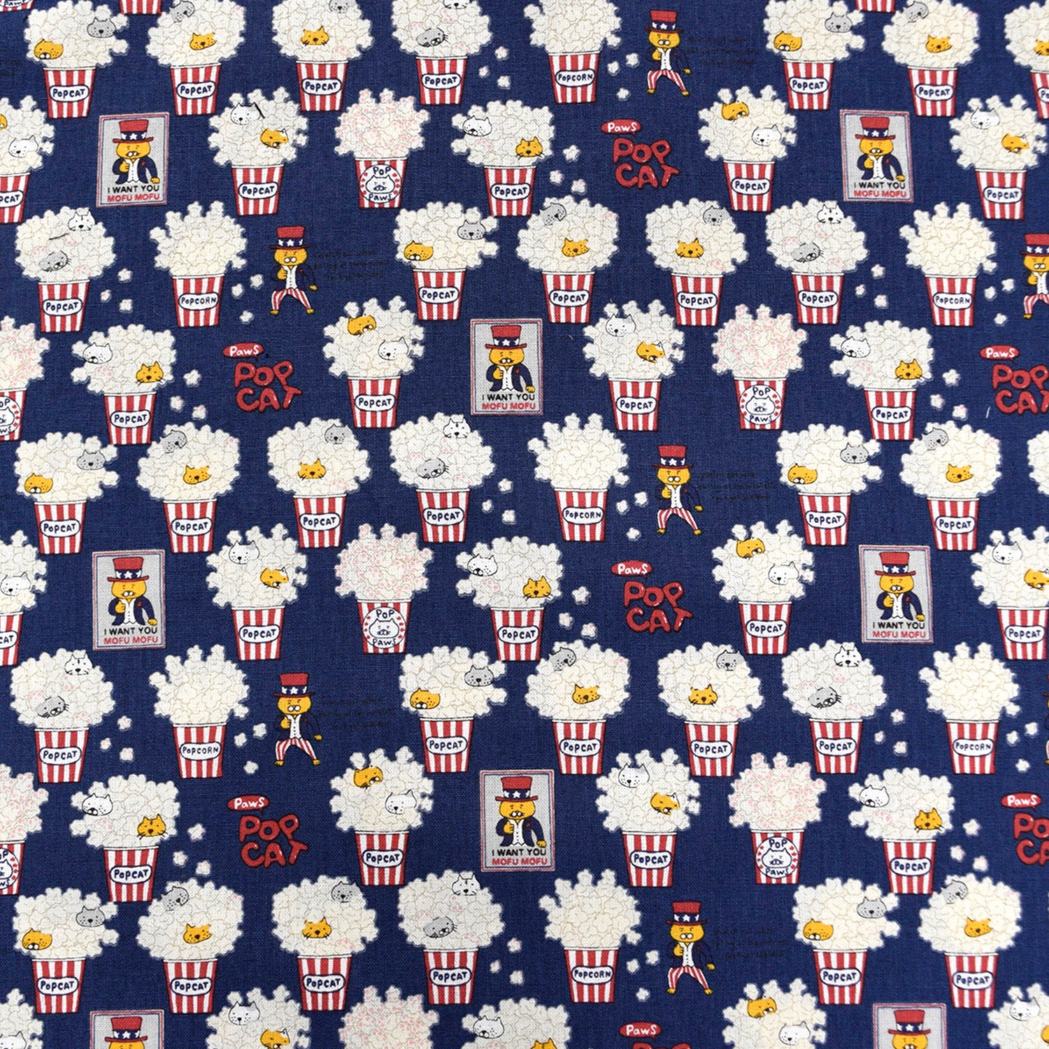 Pop Cat Cotton Canvas - Navy - Image 2