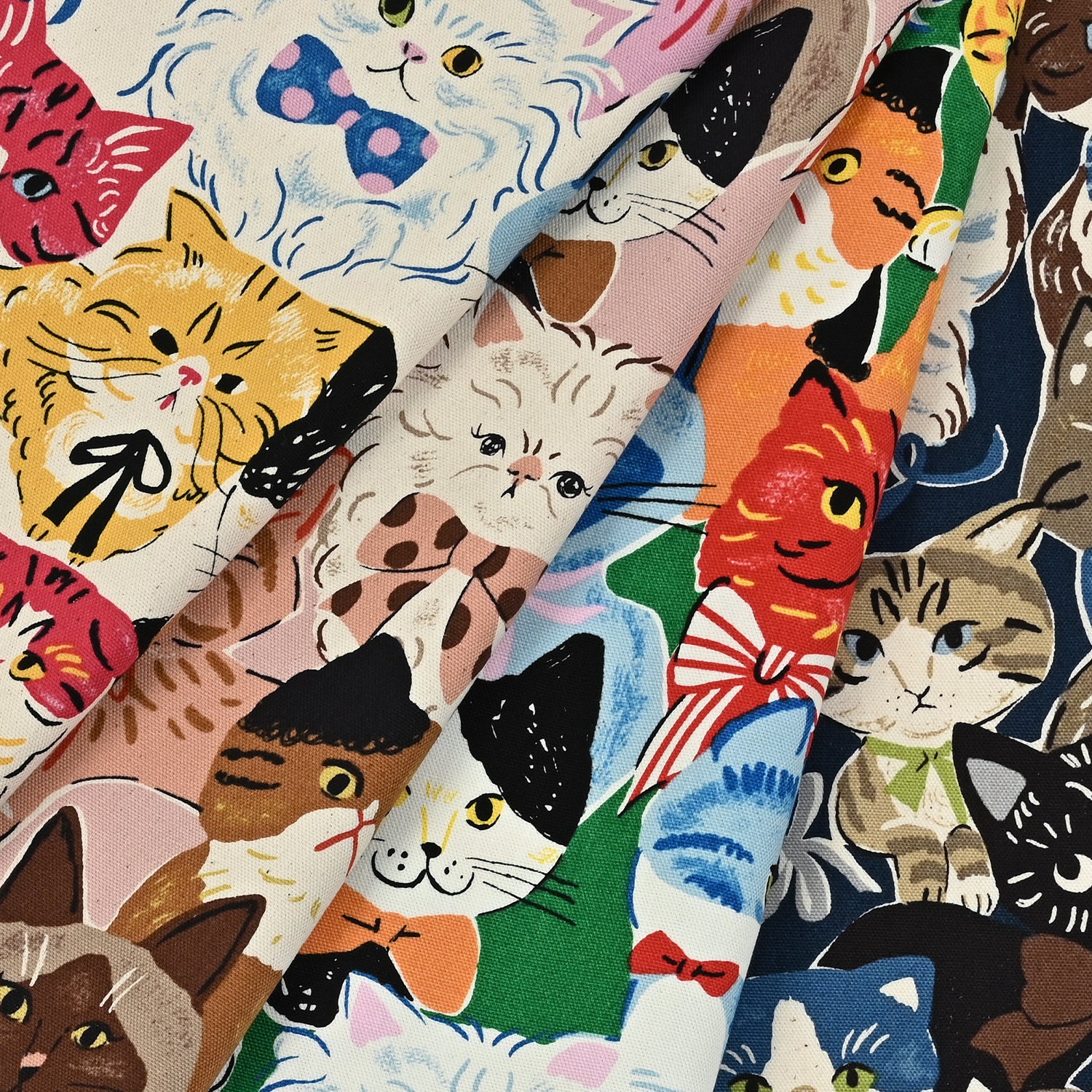 Powerful Animal Cats Retro Oxford - Navy YGA-76080-1 - Image 3