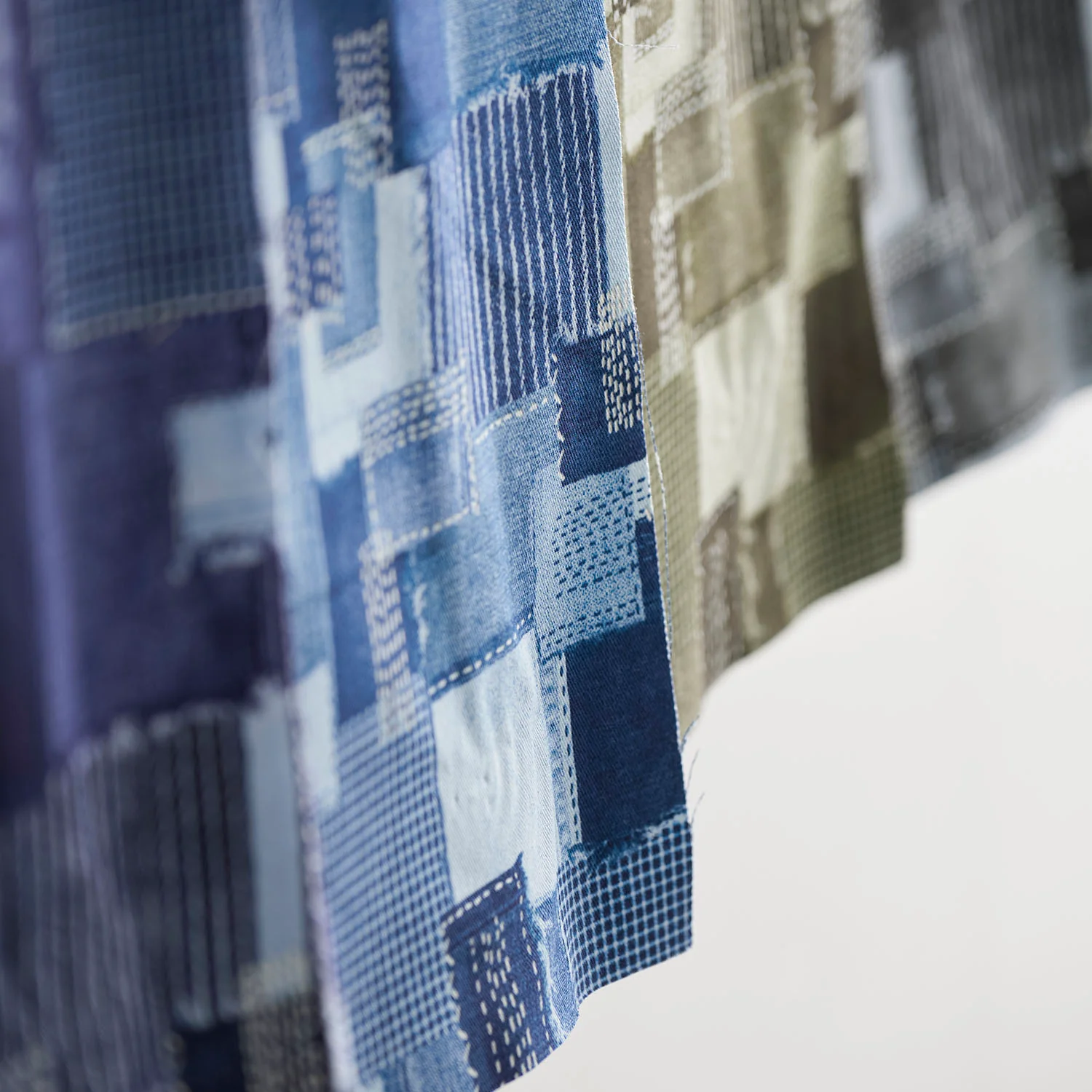 Sashiko Patchwork Print Cotton Twill - Khaki YGA-89020-1 - Image 3