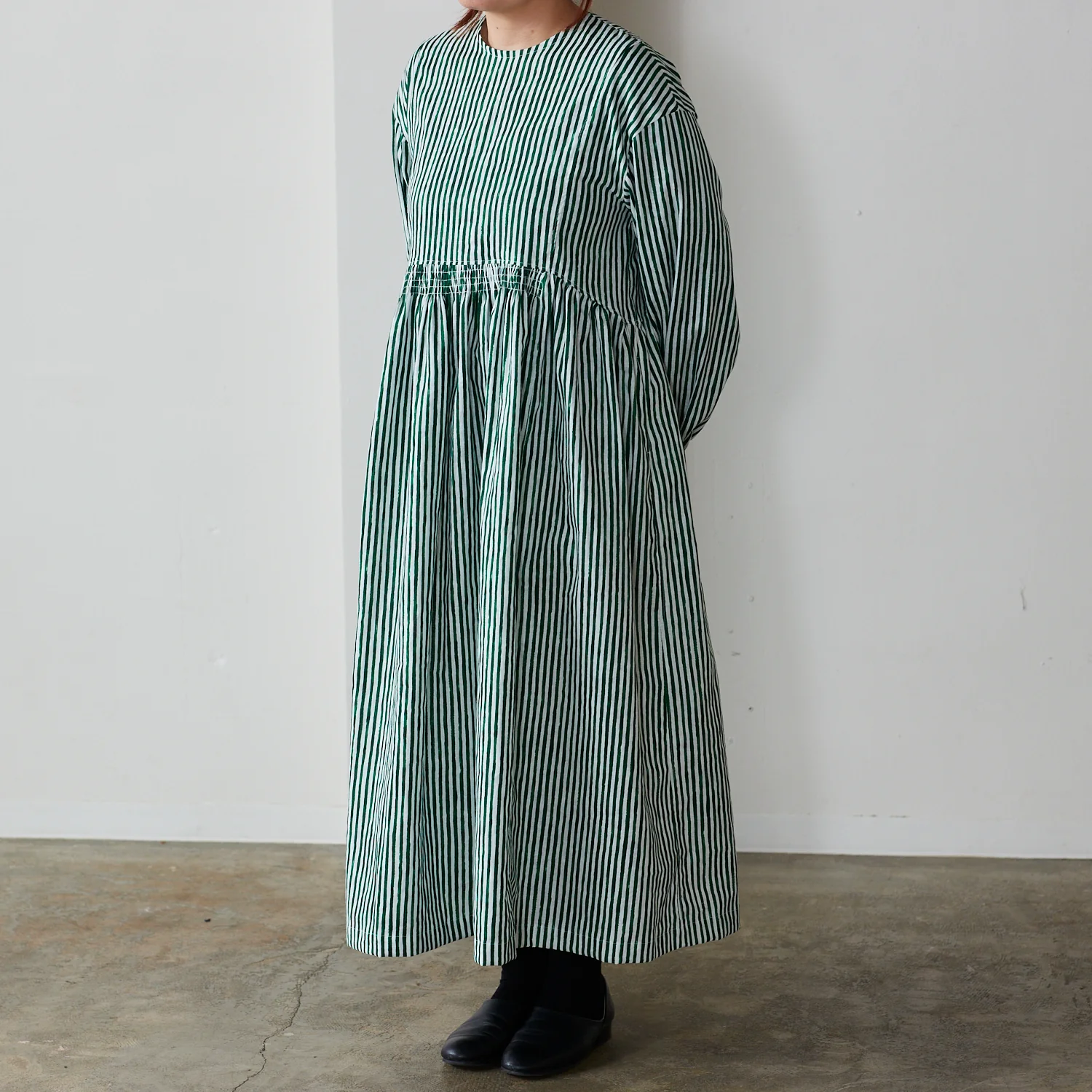 Shima Shima Stripe Linen Cotton Sheeting - Green TC-1050-1 - Image 5