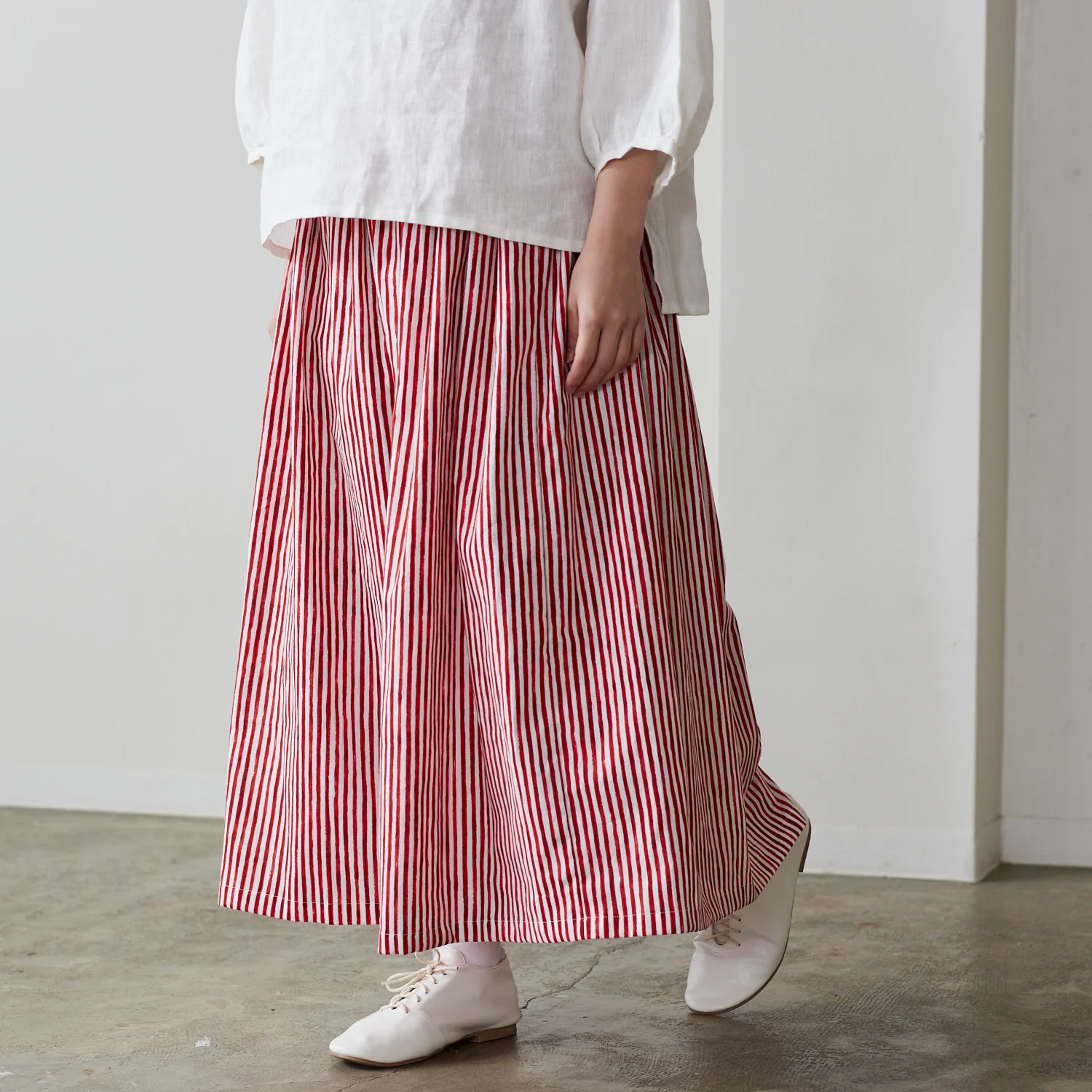 Shima Shima Stripe Linen Cotton Sheeting - Red TC-1050-1 - Image 5