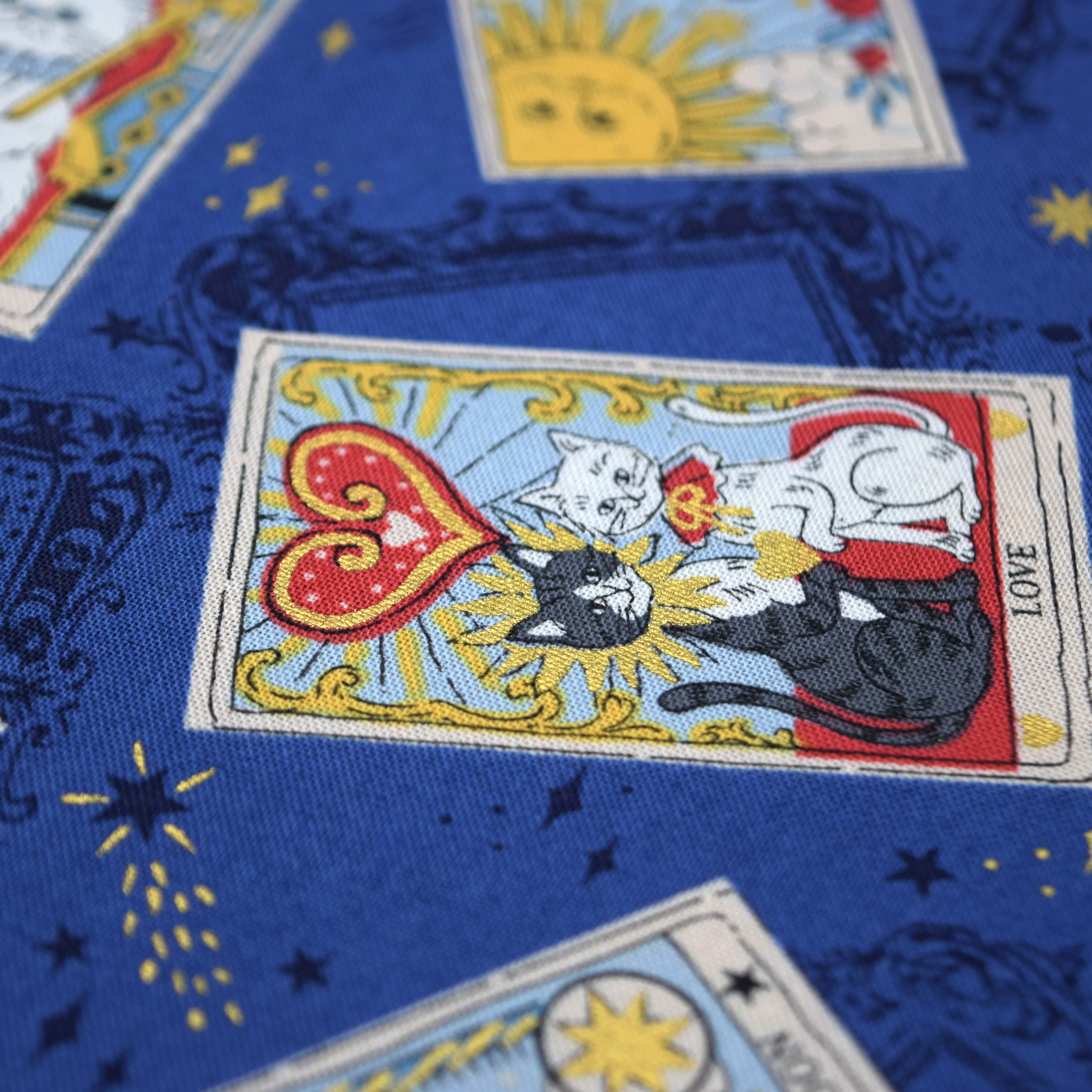 Tarot Cats Cotton Sheeting - Blue - Image 5