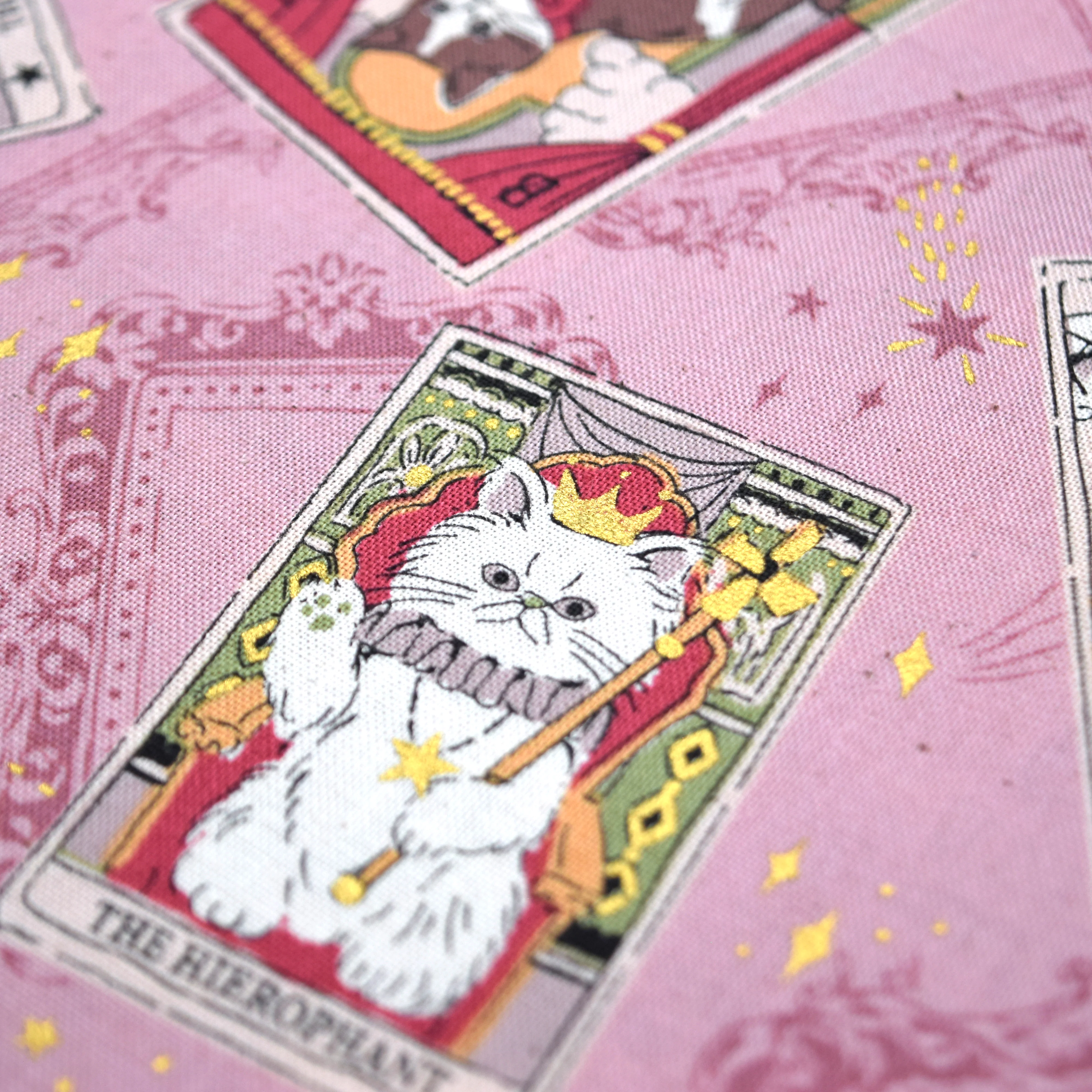 Tarot Cats Cotton Sheeting - Pink - Image 3
