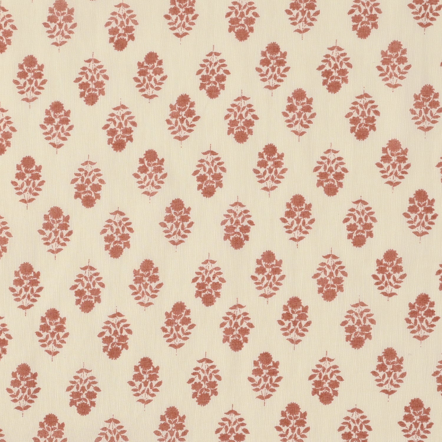 Vintage Floral Silhouette Block Print-inspired Cotton Lawn - White x Red NFA-3100-102 - Image 2