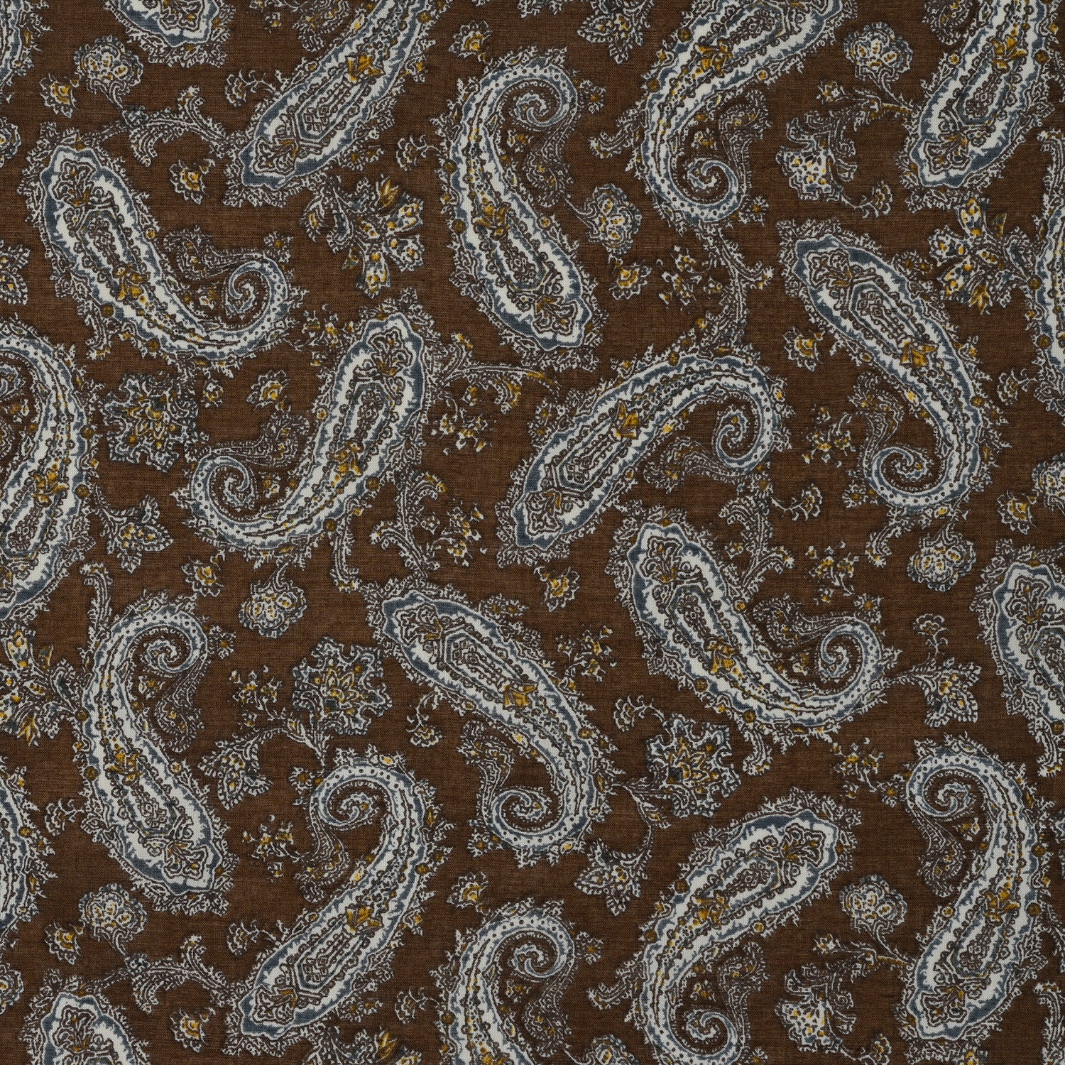 Vintage Paisley Block Print-inspired Cotton Voile - Brown NFA-3100-103