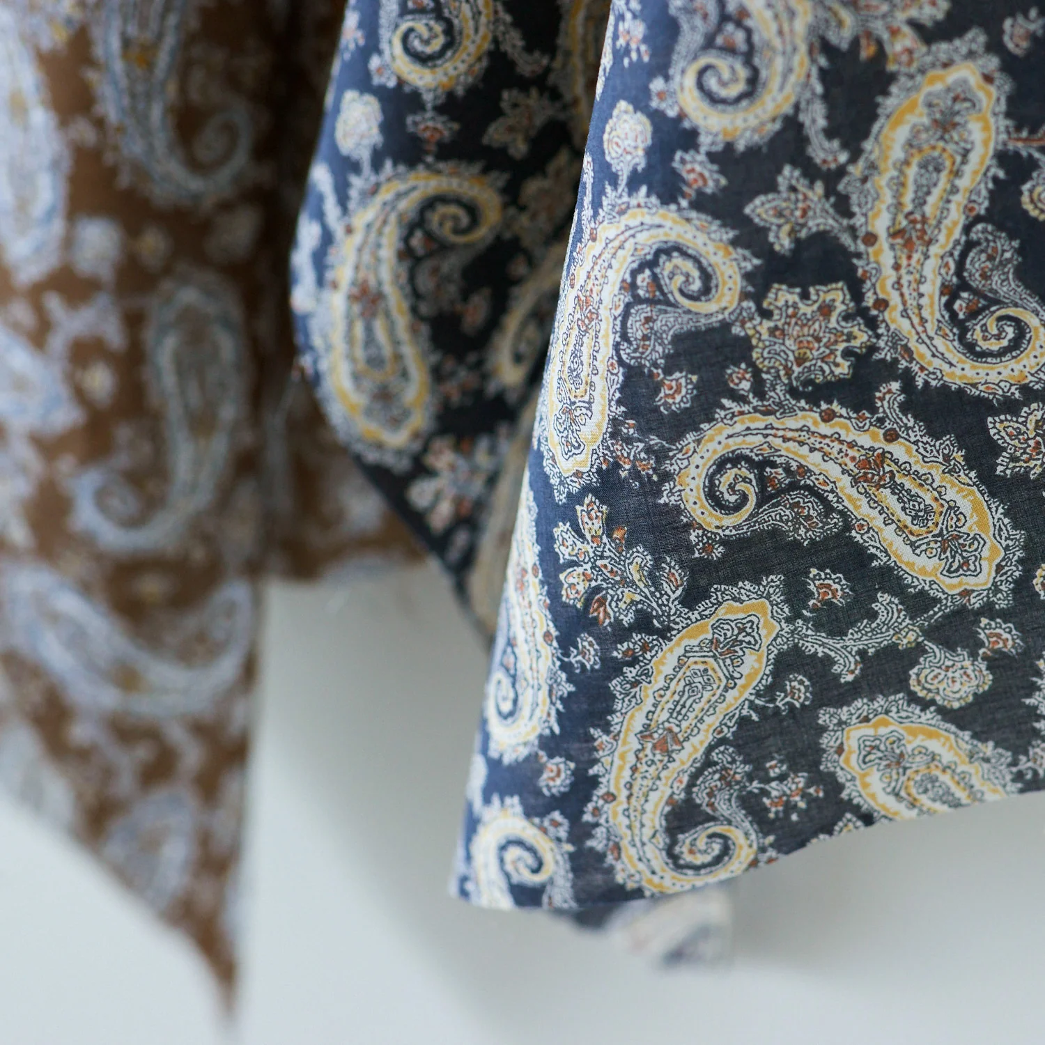 Vintage Paisley Block Print-inspired Cotton Voile - Navy NFA-3100-103 - Image 7