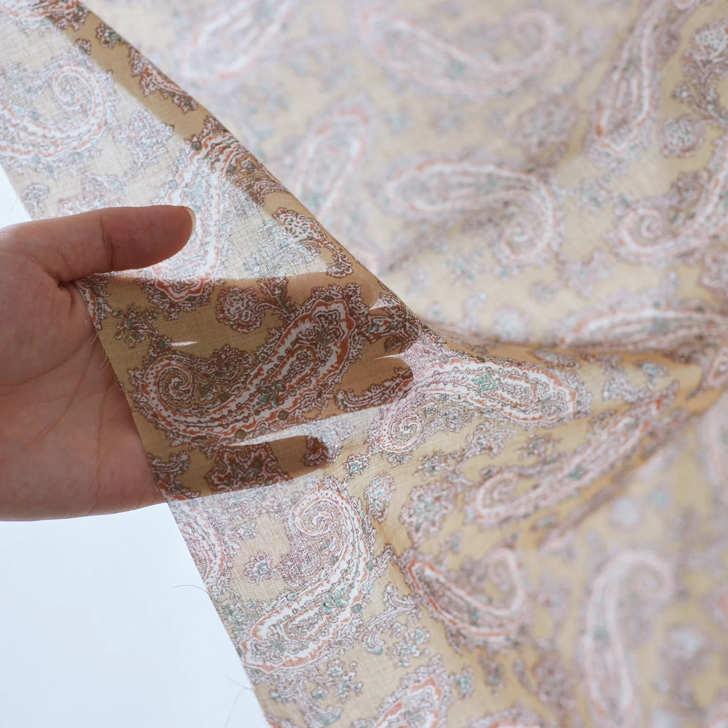 Vintage Paisley Block Print-inspired Cotton Voile - Navy NFA-3100-103 - Image 8