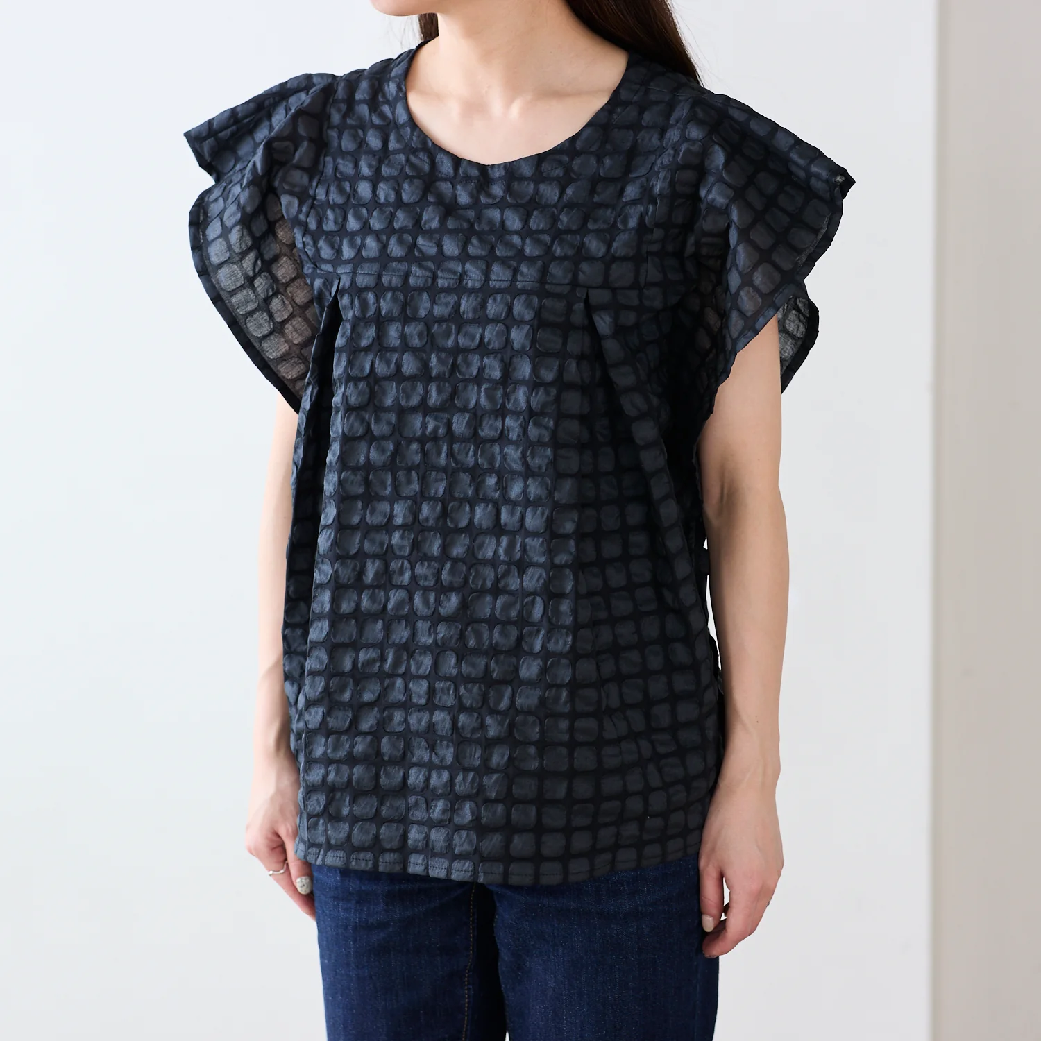 Waffle Squares Textured Cotton Lawn - Smoky Blue NFA-65960-961 - Image 8